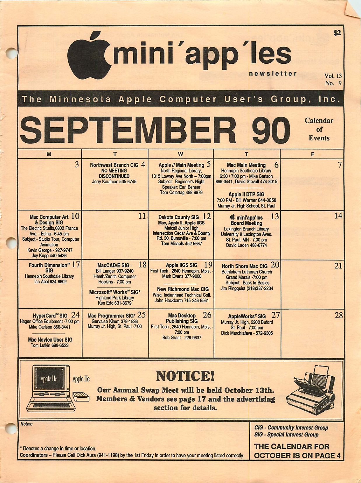 Mini'app'les Newsletter — September 1990