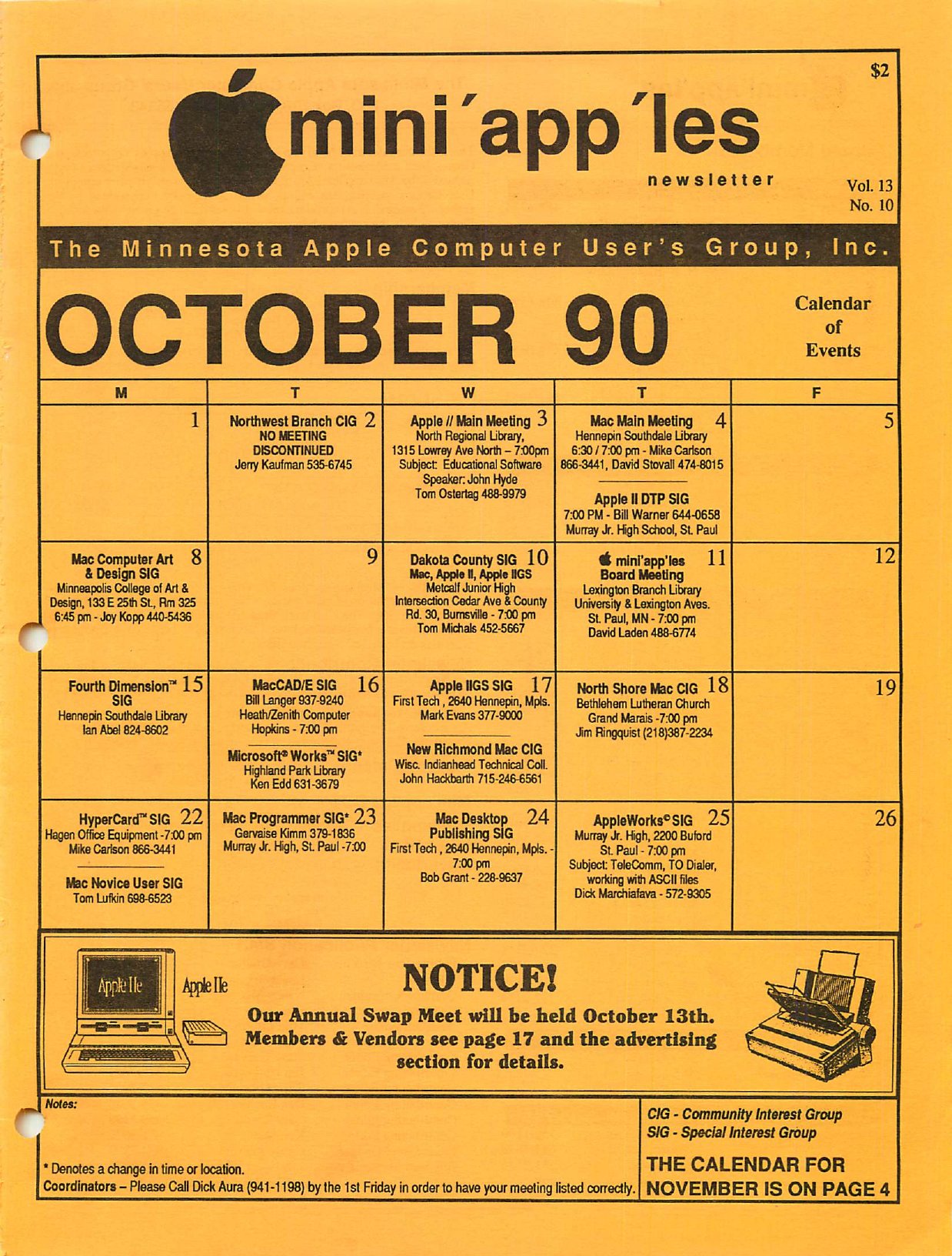 Mini'app'les Newsletter — October 1990