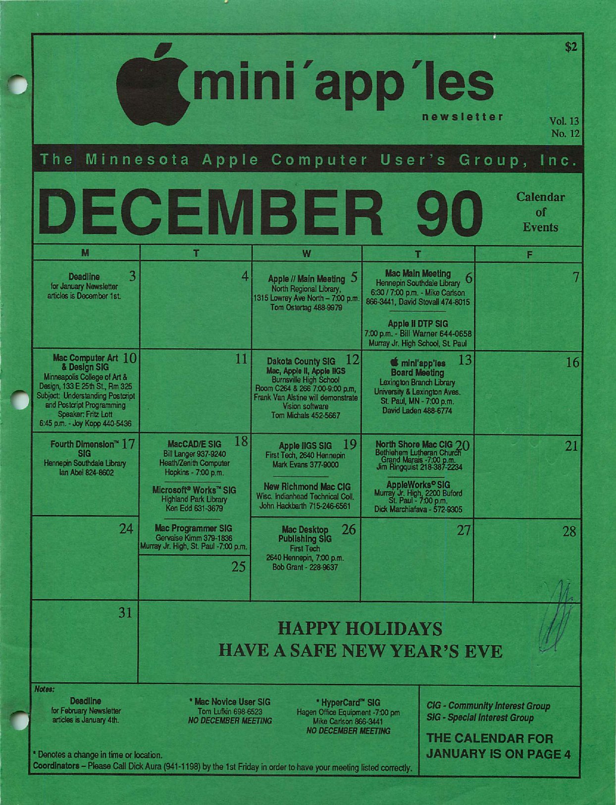 Mini'app'les Newsletter — December 1990