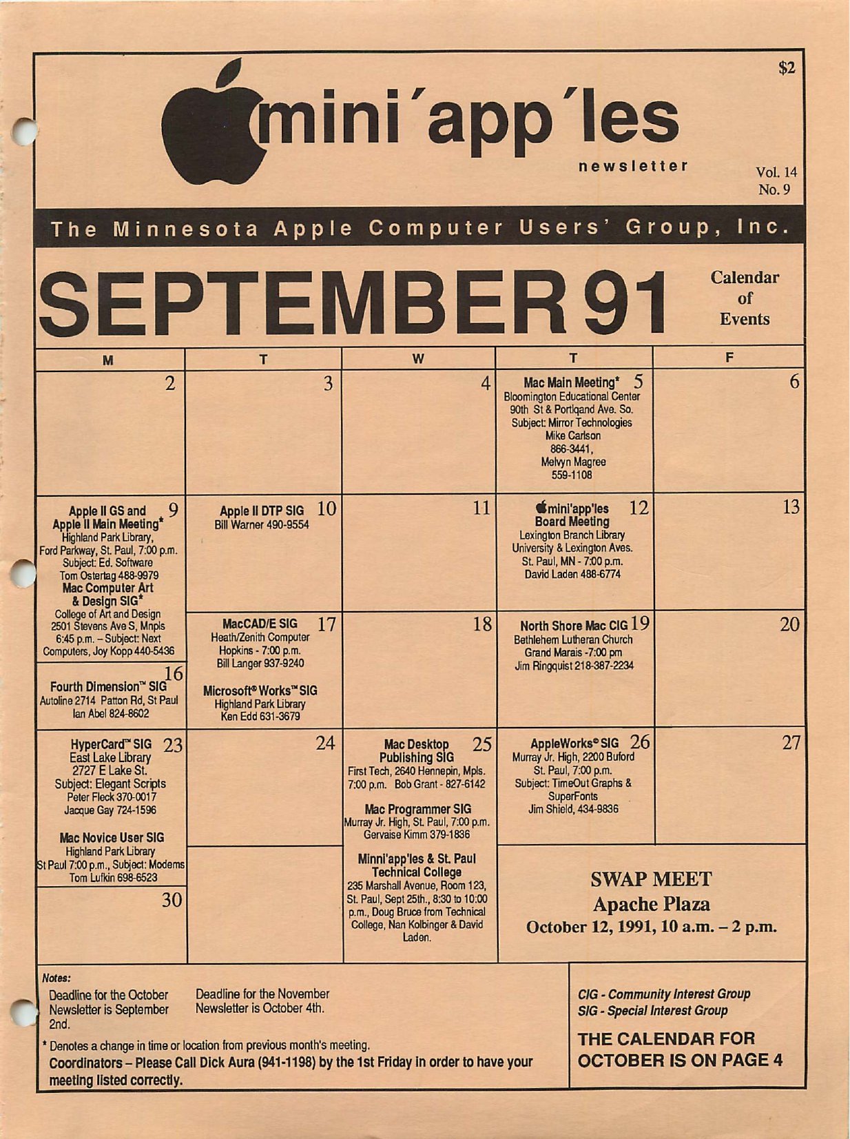 Mini'app'les Newsletter — September 1991