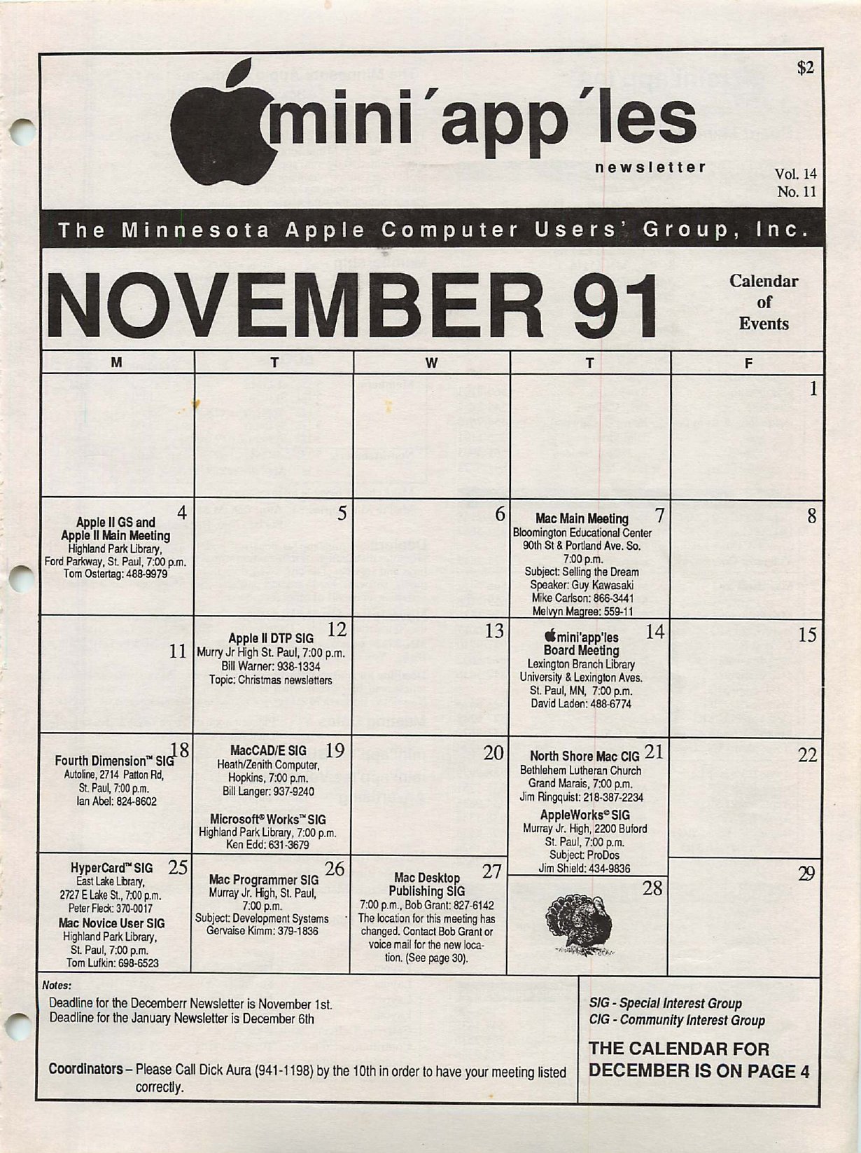 Mini'app'les Newsletter — November 1991