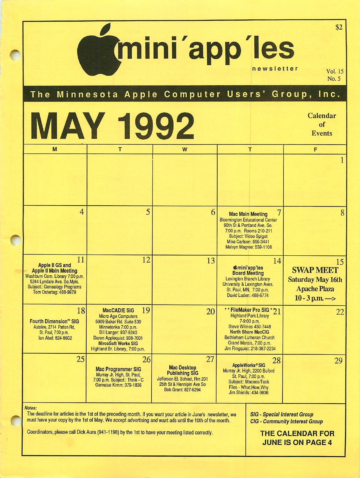 Mini'app'les Newsletter — May 1992