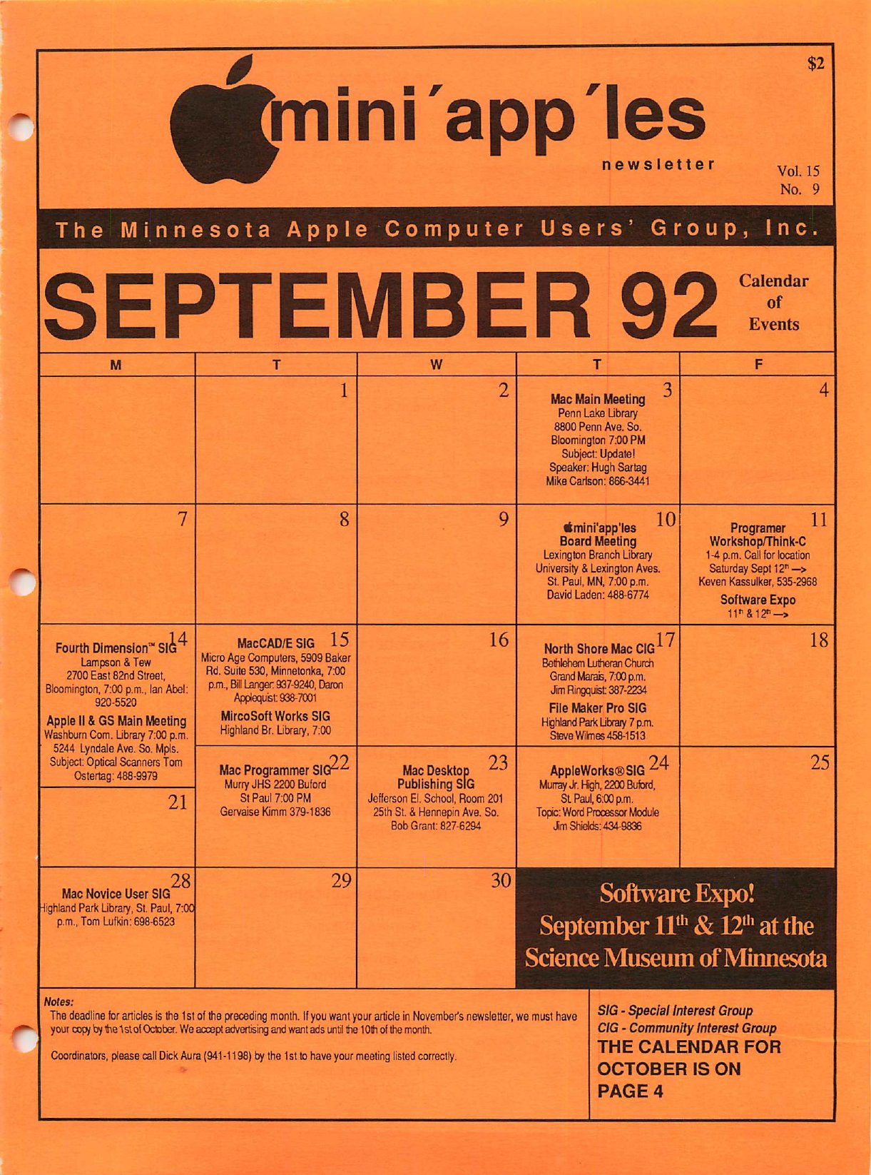 Mini'app'les Newsletter — September 1992