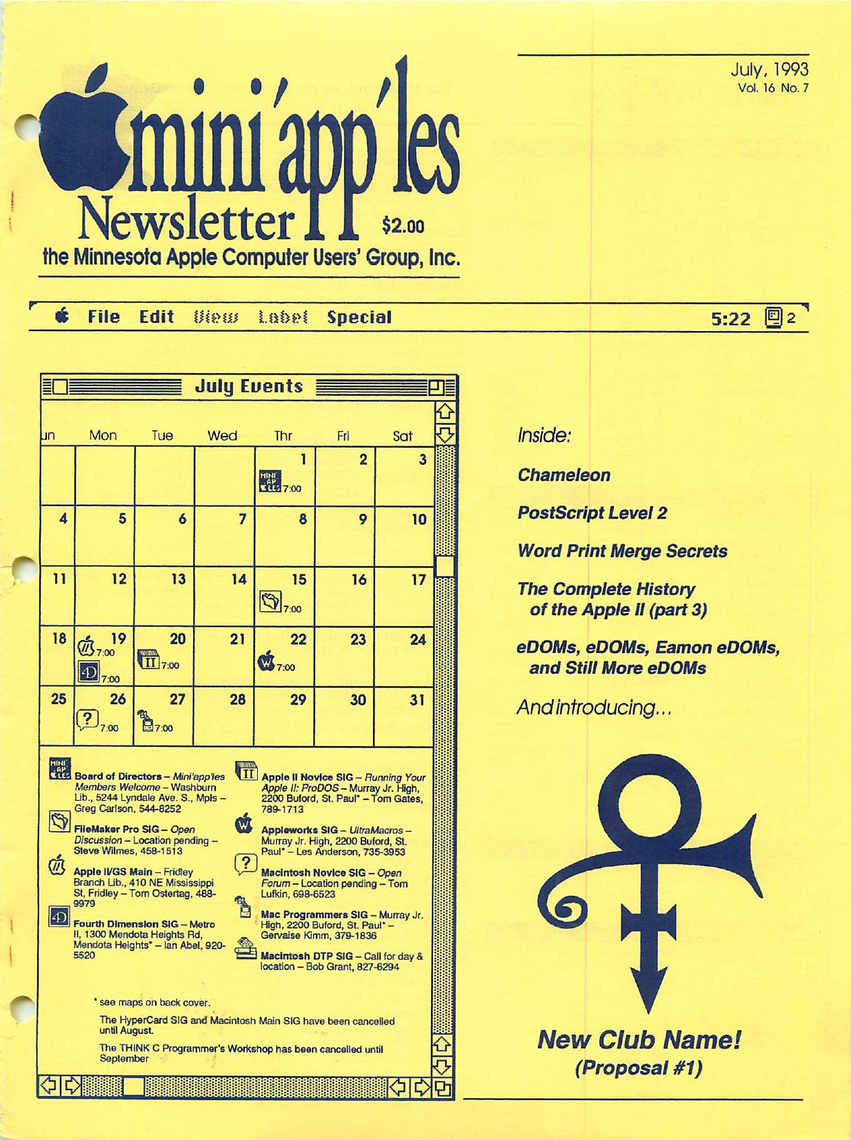 Mini'app'les Newsletter — July 1993