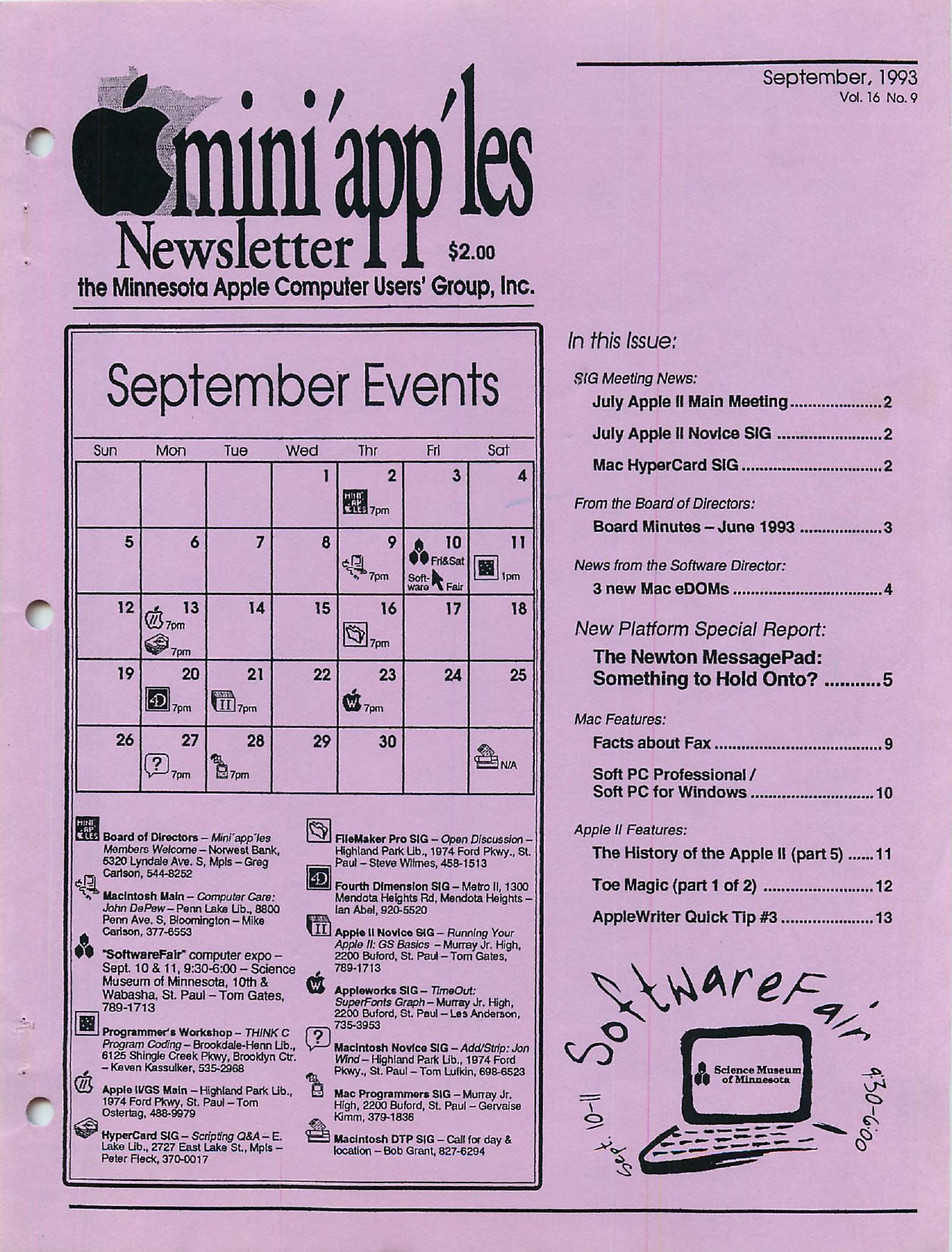 Mini'app'les Newsletter — September 1993