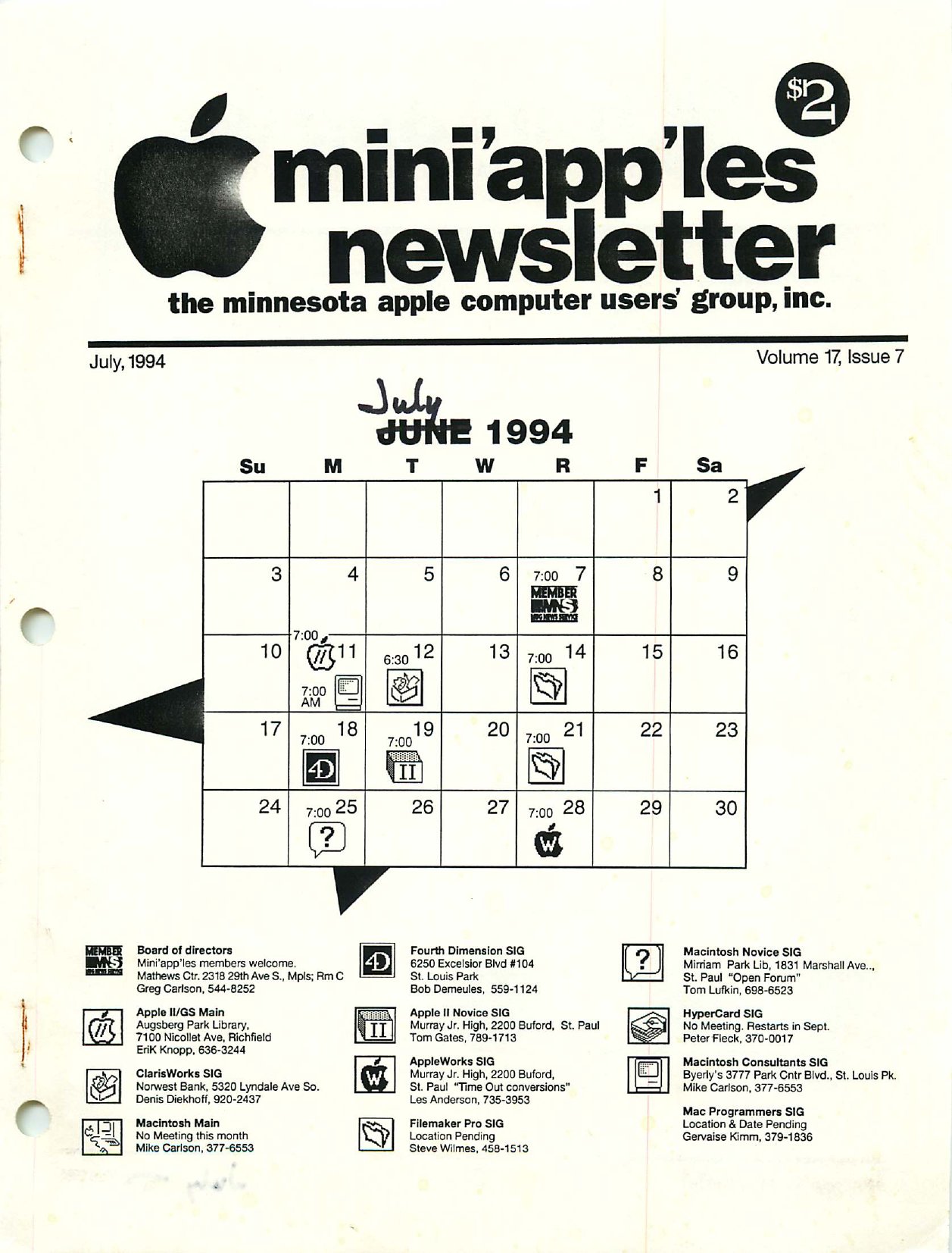 Mini'app'les Newsletter — July 1994
