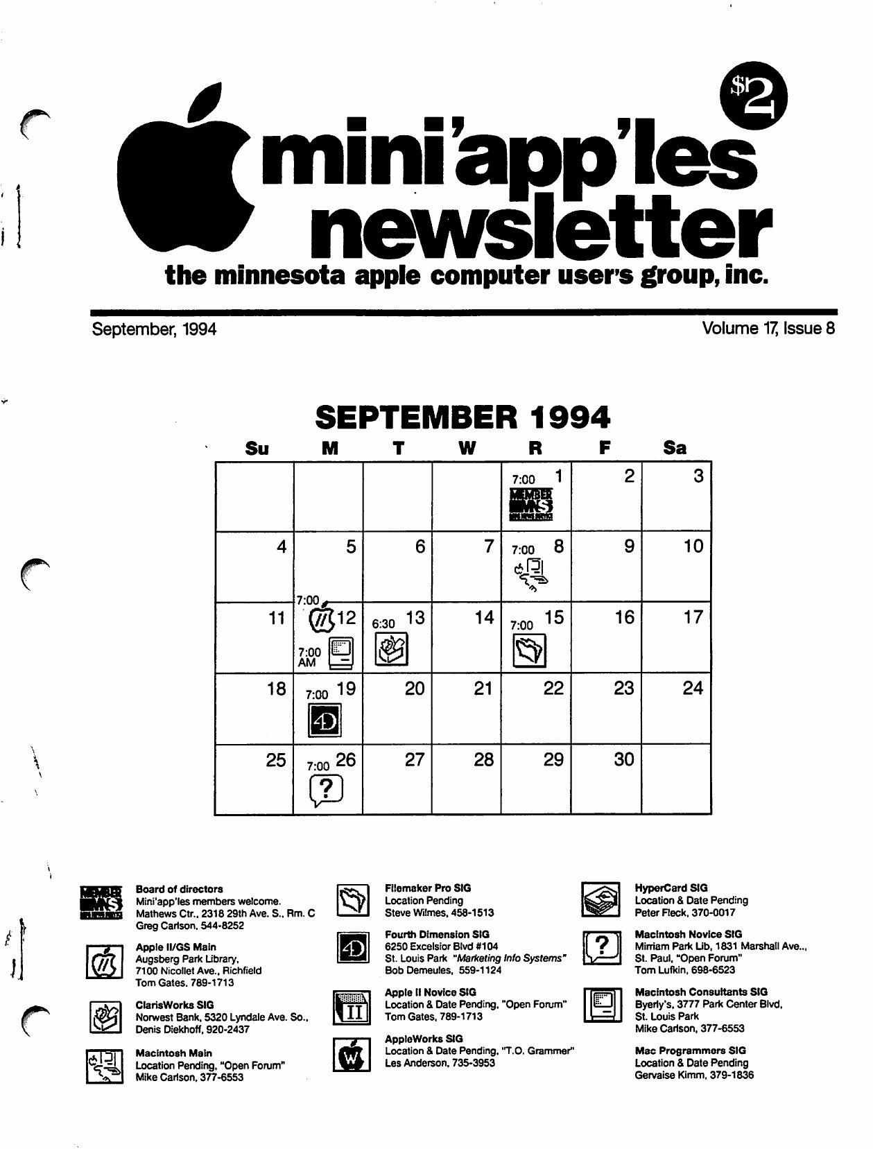 Mini'app'les Newsletter — September 1994