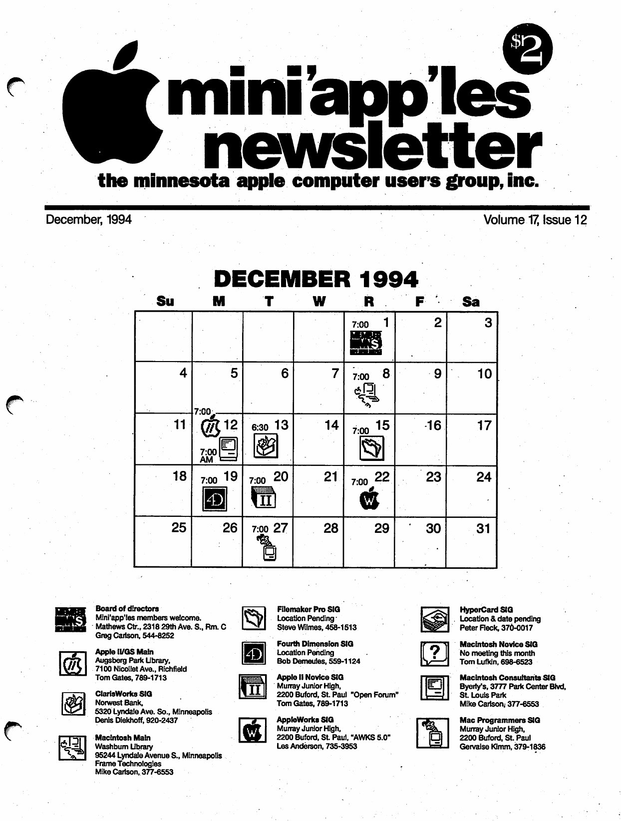 Mini'app'les Newsletter — December 1994