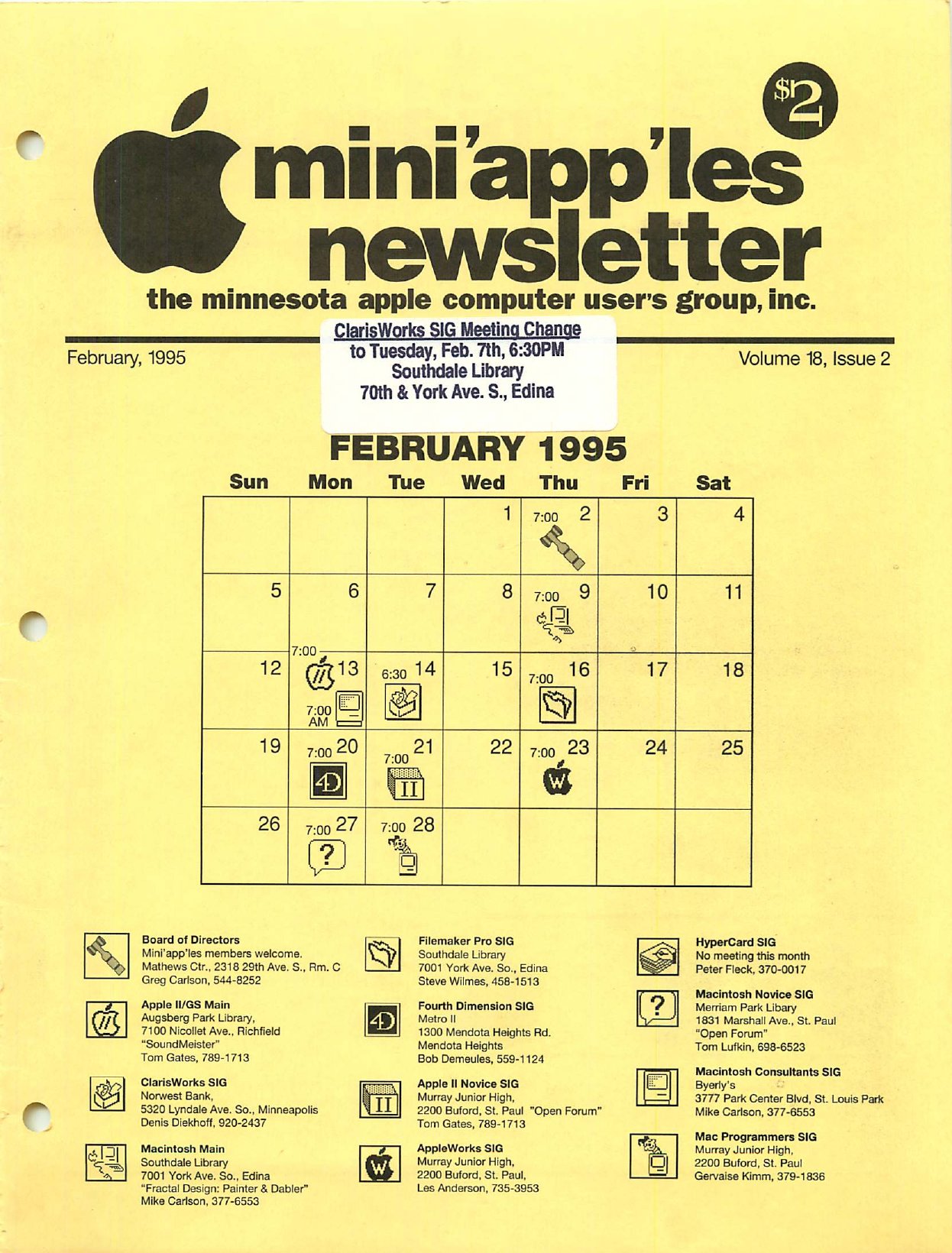 Mini'app'les Newsletter — February 1995