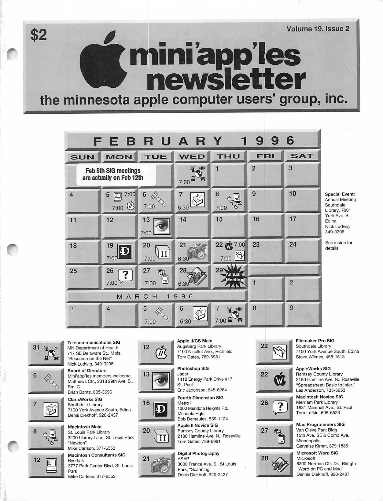 Mini'app'les Newsletter — February 1996