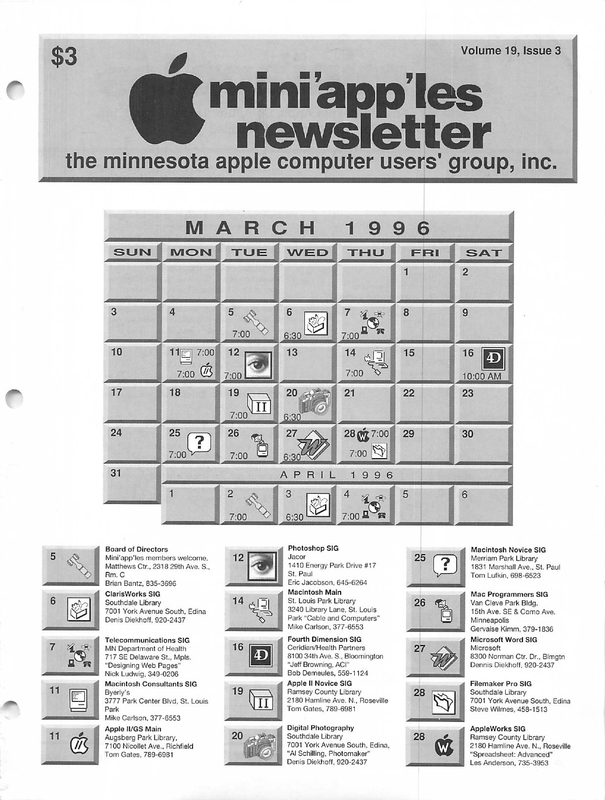 Mini'app'les Newsletter — March 1996