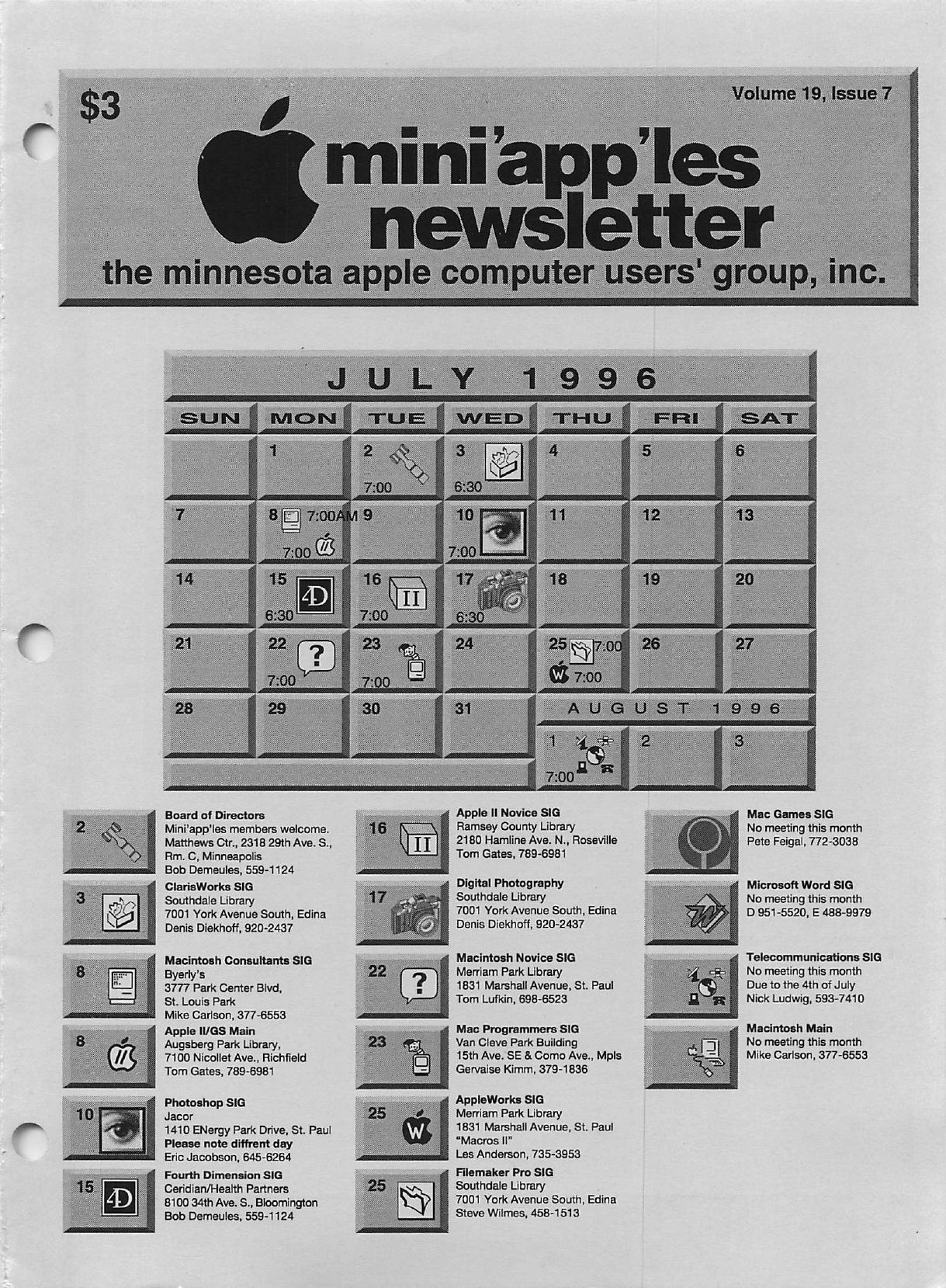 Mini'app'les Newsletter — July 1996