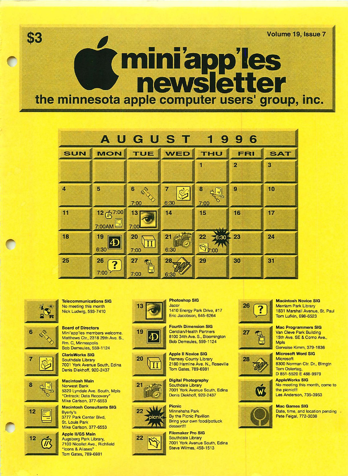 Mini'app'les Newsletter — August 1996