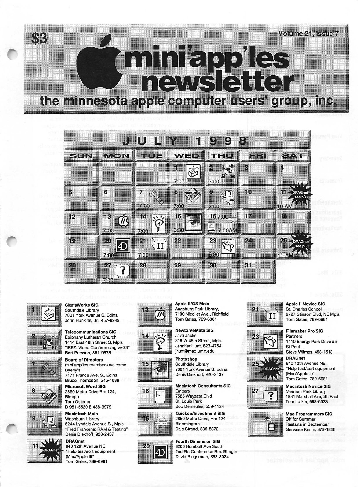 Mini'app'les Newsletter — July 1998