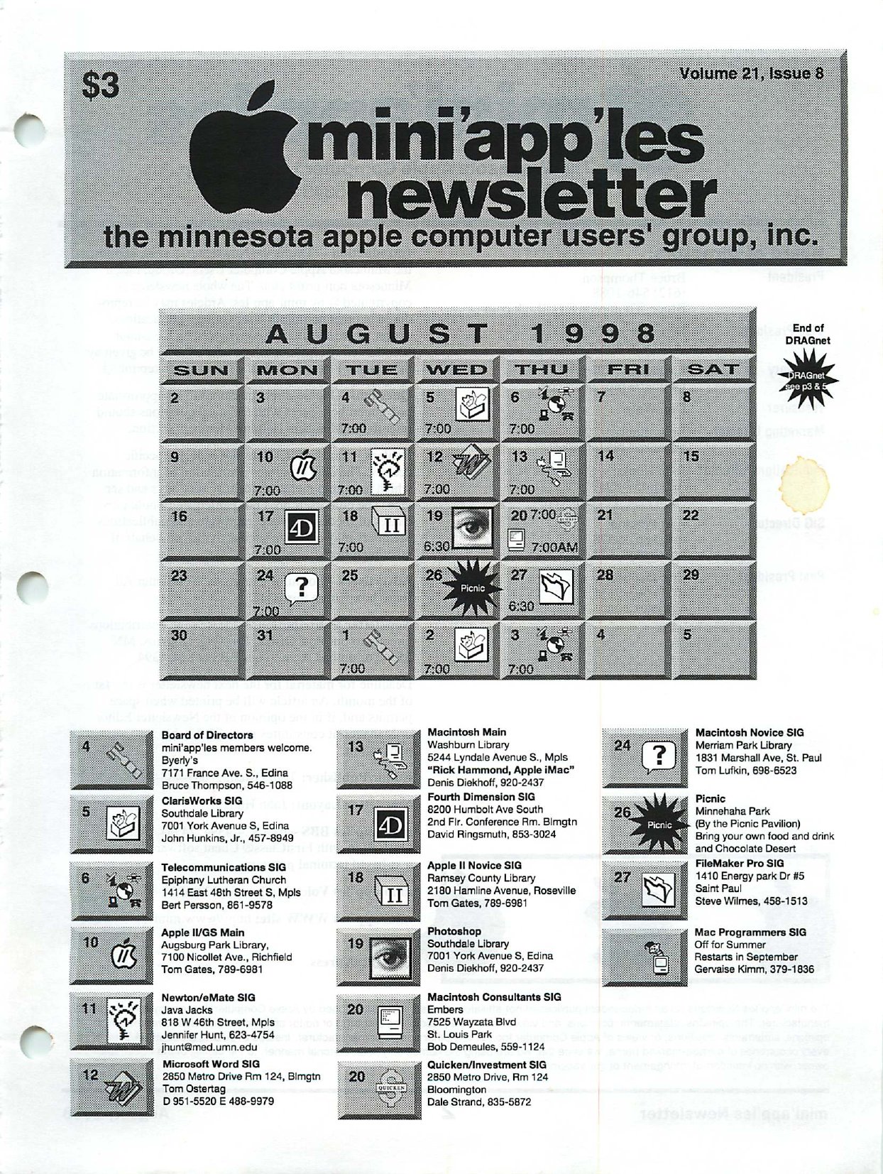Mini'app'les Newsletter — August 1998