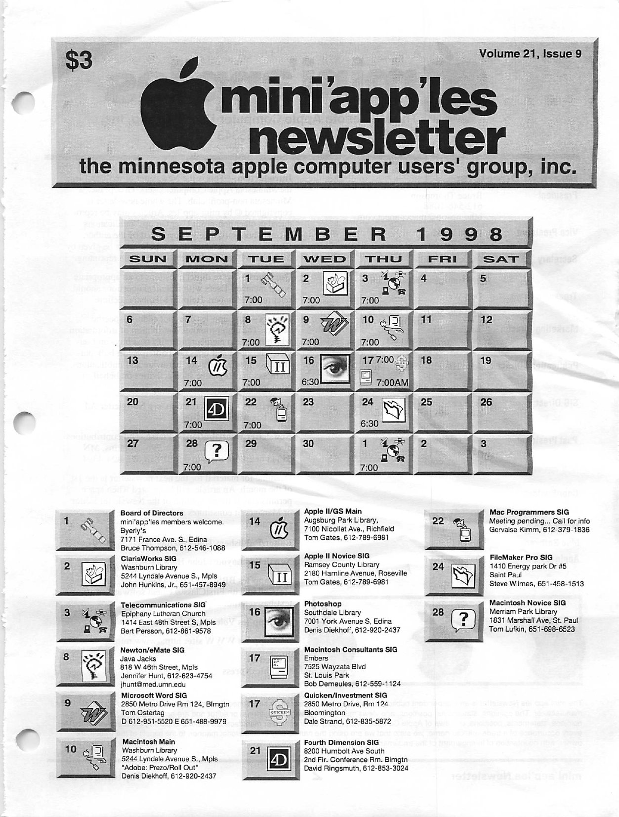 Mini'app'les Newsletter — September 1998