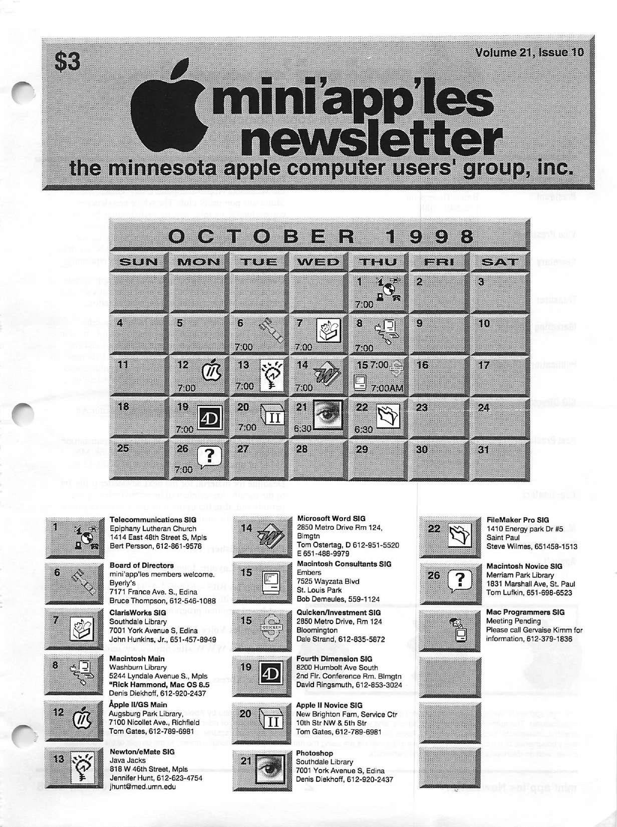 Mini'app'les Newsletter — October 1998