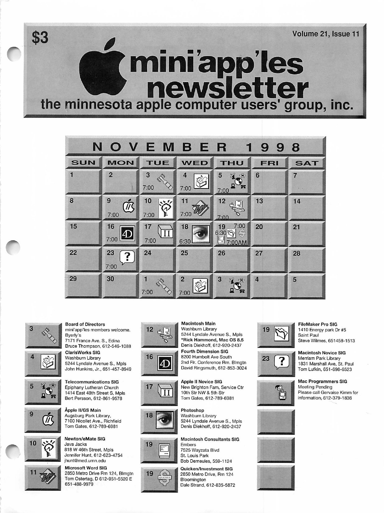 Mini'app'les Newsletter — November 1998