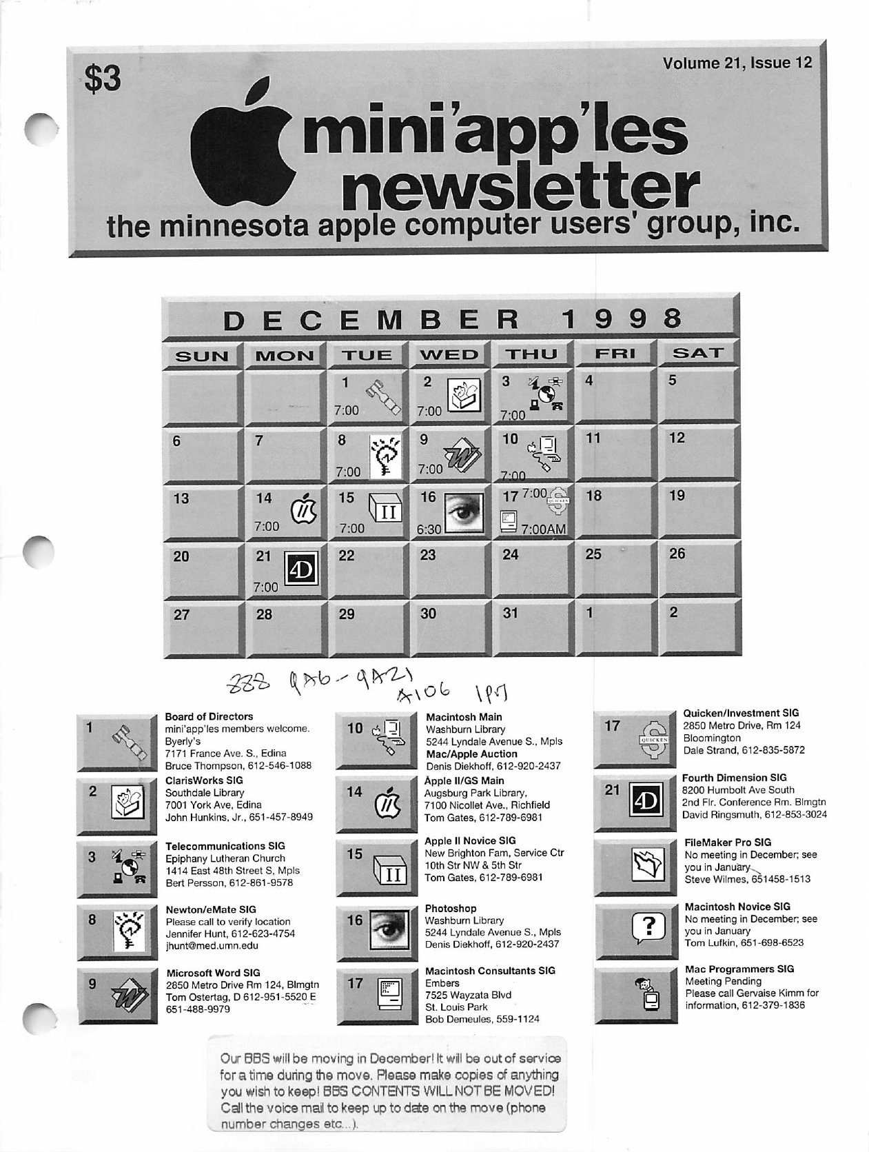Mini'app'les Newsletter — December 1998