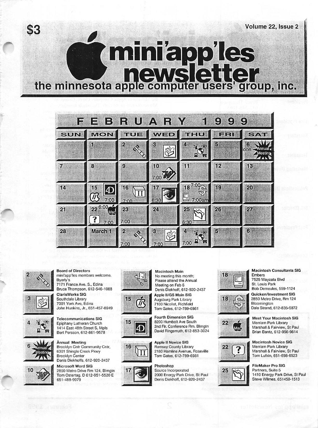 Mini'app'les Newsletter — February 1999