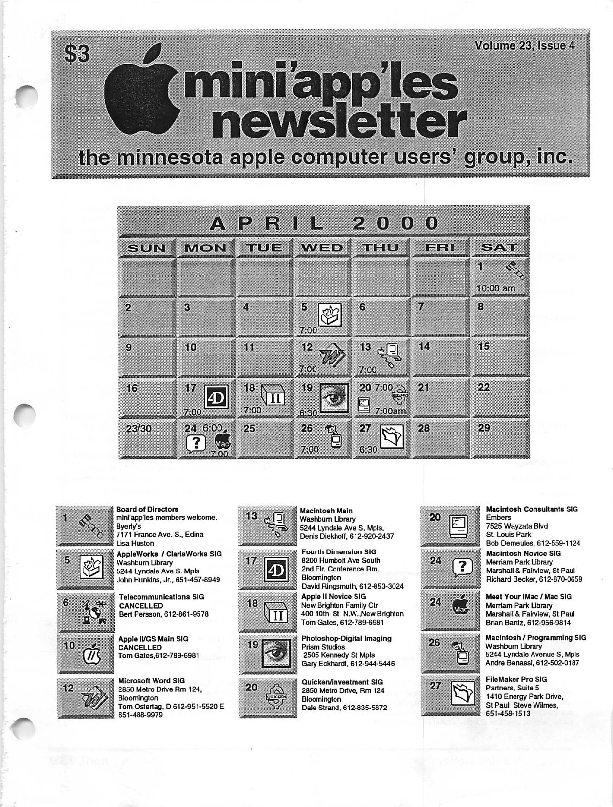 Mini'app'les Newsletter — April 2000