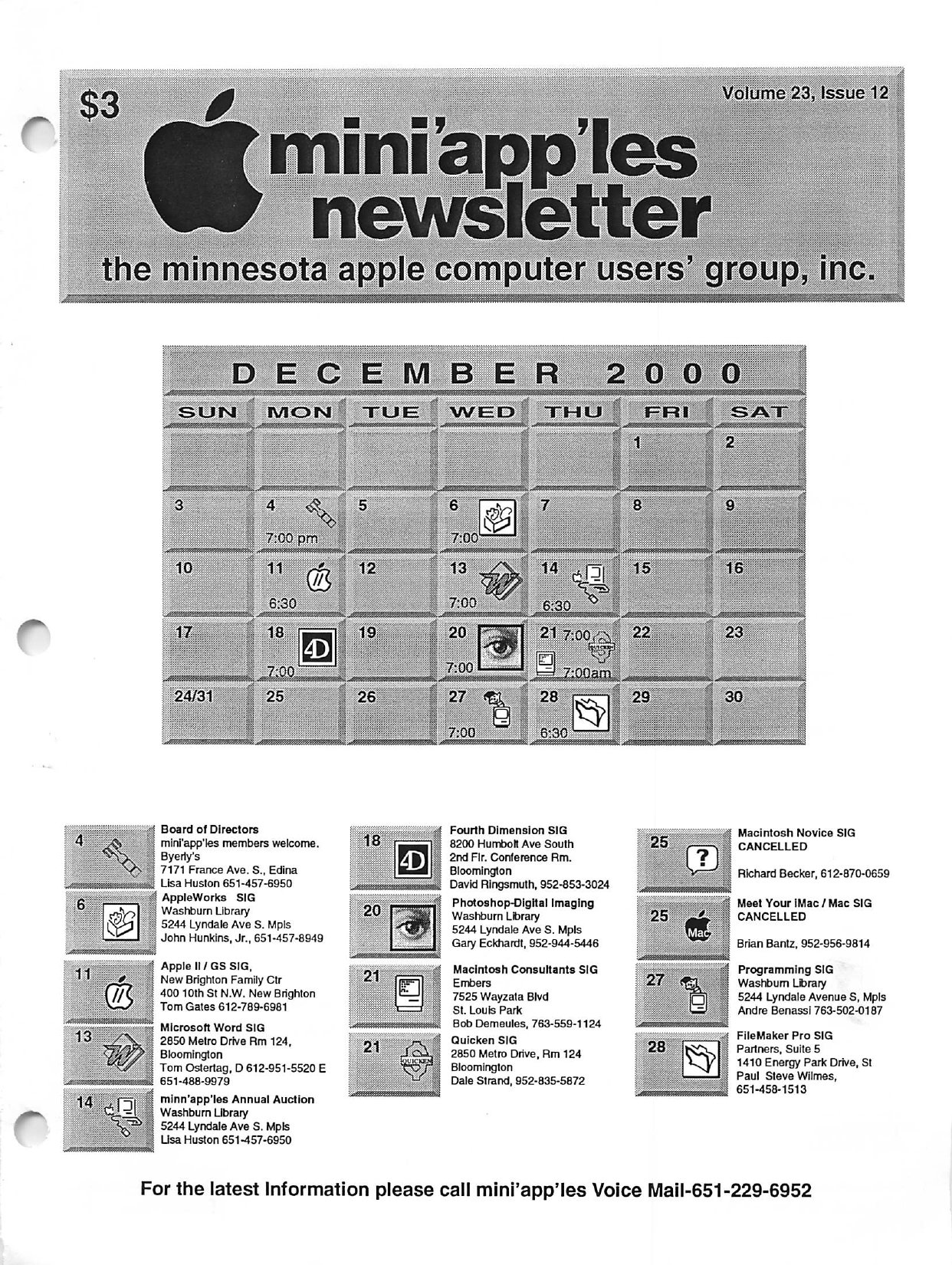 Mini'app'les Newsletter — December 2000