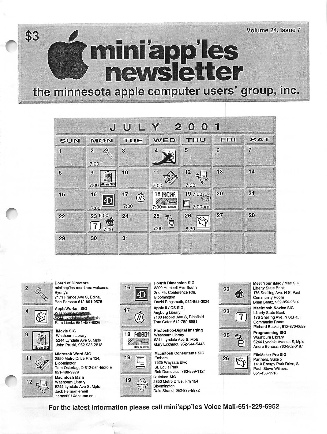 Mini'app'les Newsletter — July 2001