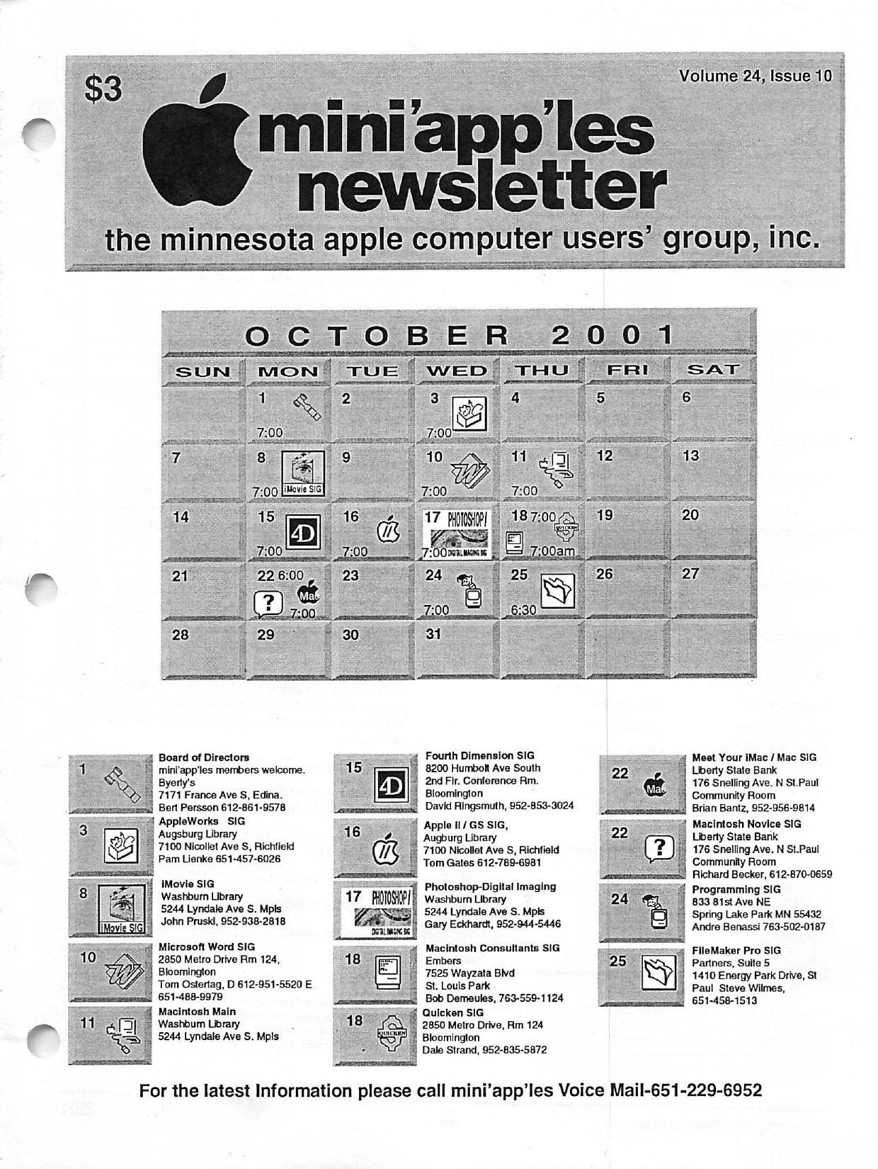 Mini'app'les Newsletter — October 2001