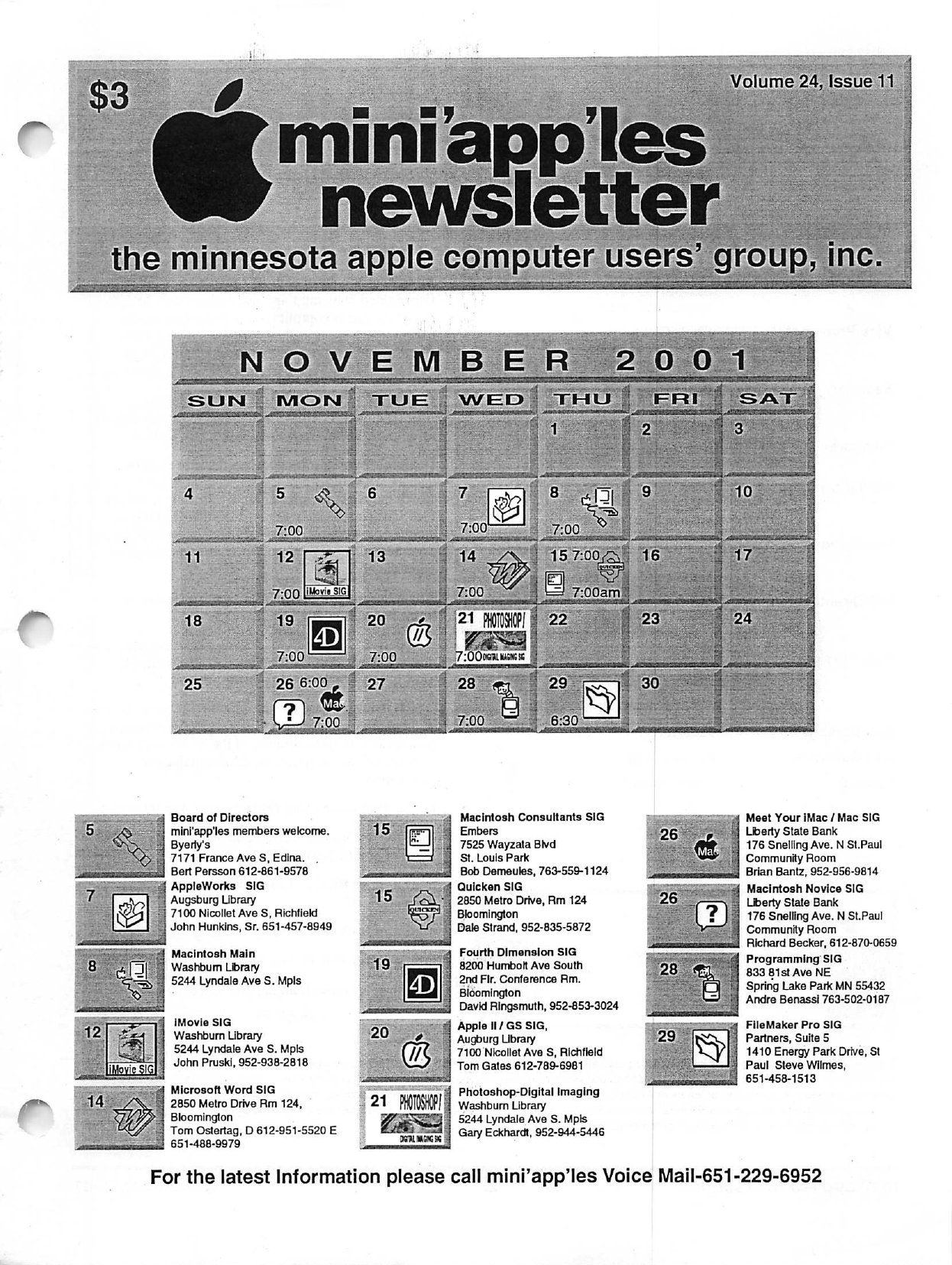 Mini'app'les Newsletter — November 2001