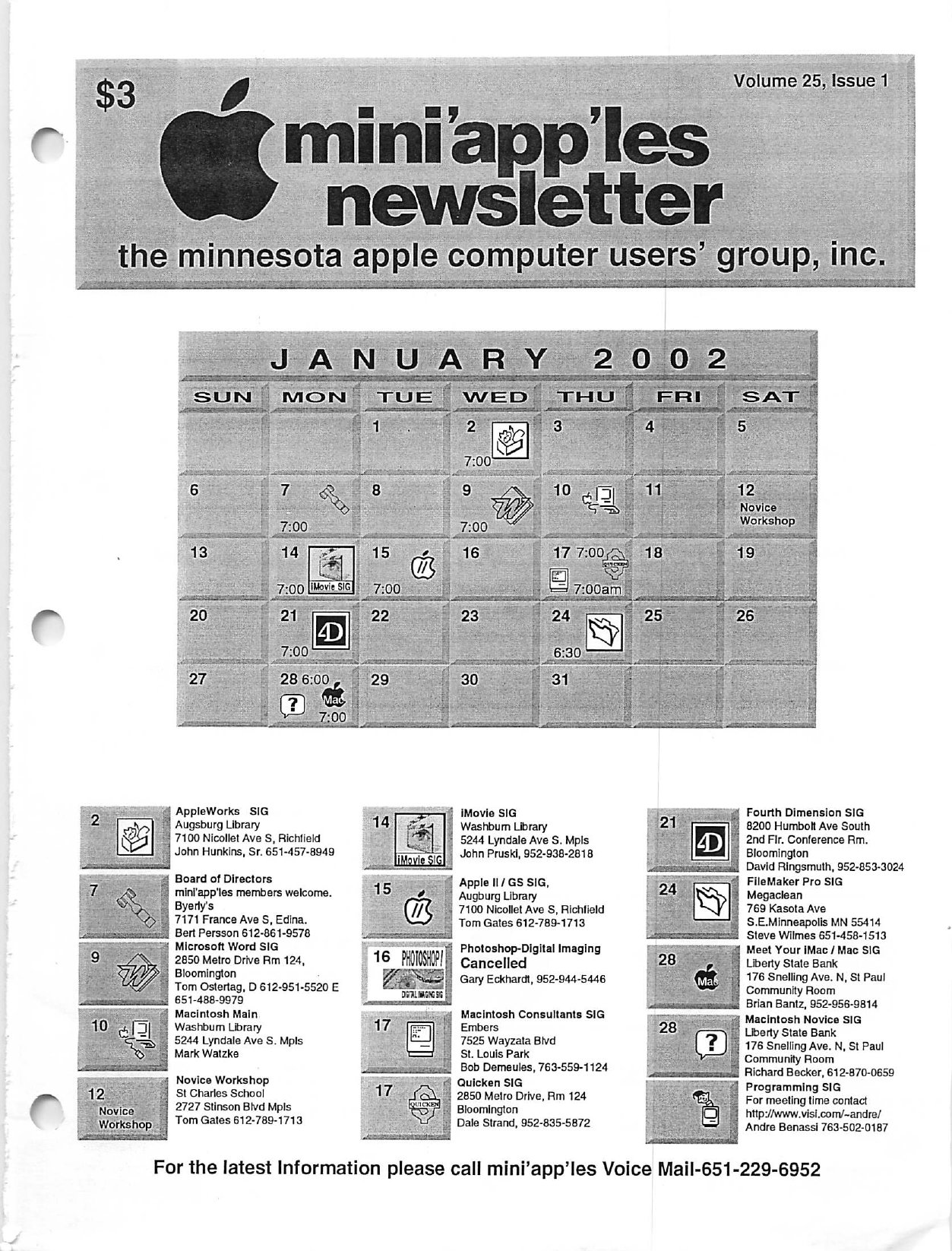 Mini'app'les Newsletter — January 2002