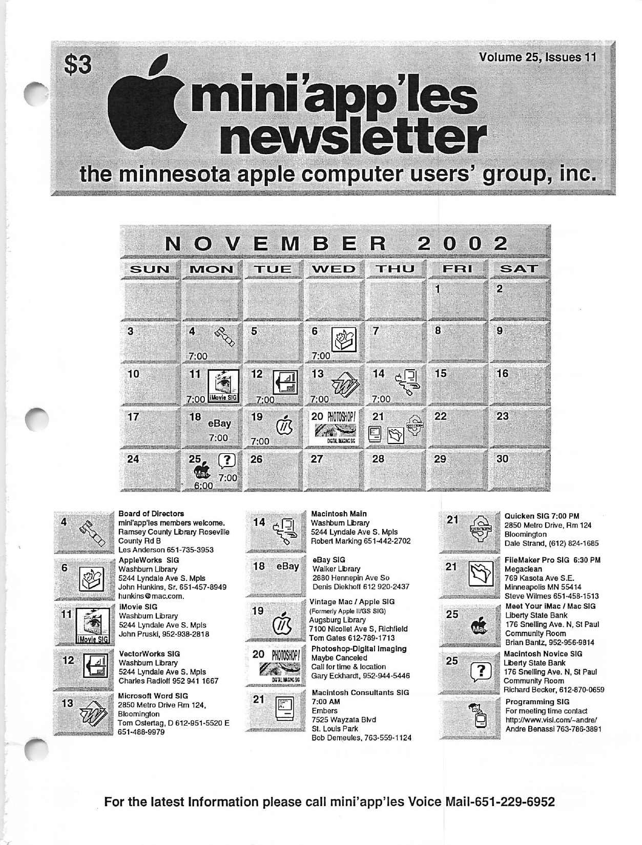 Mini'app'les Newsletter — November 2002
