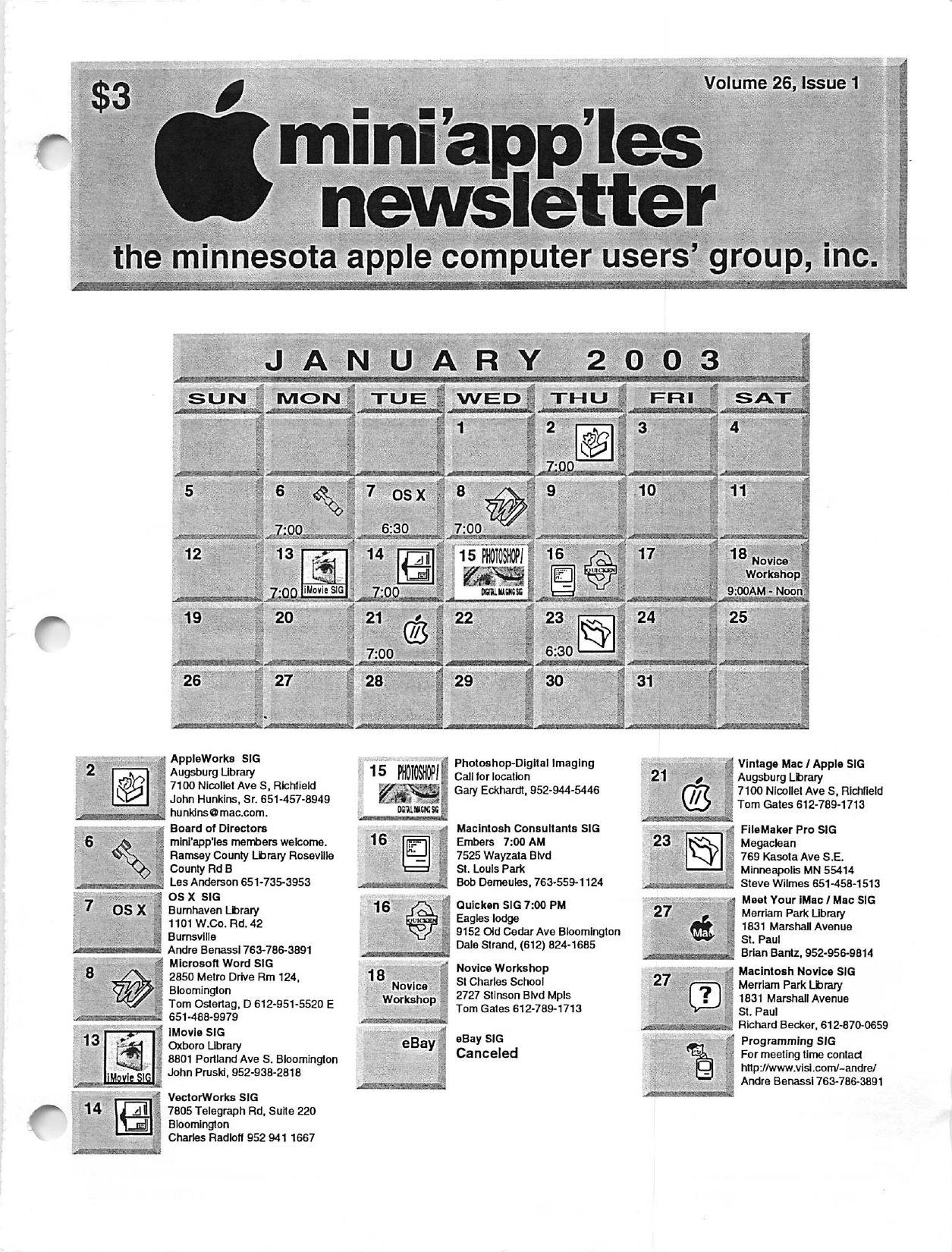 Mini'app'les Newsletter — January 2003