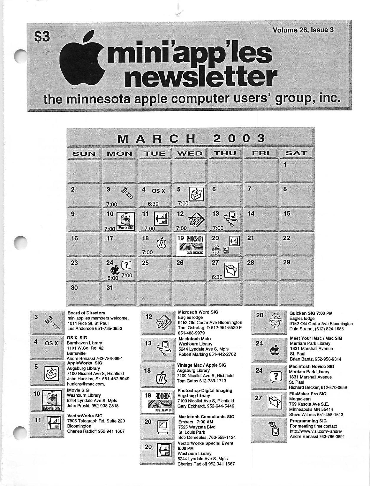 Mini'app'les Newsletter — March 2003