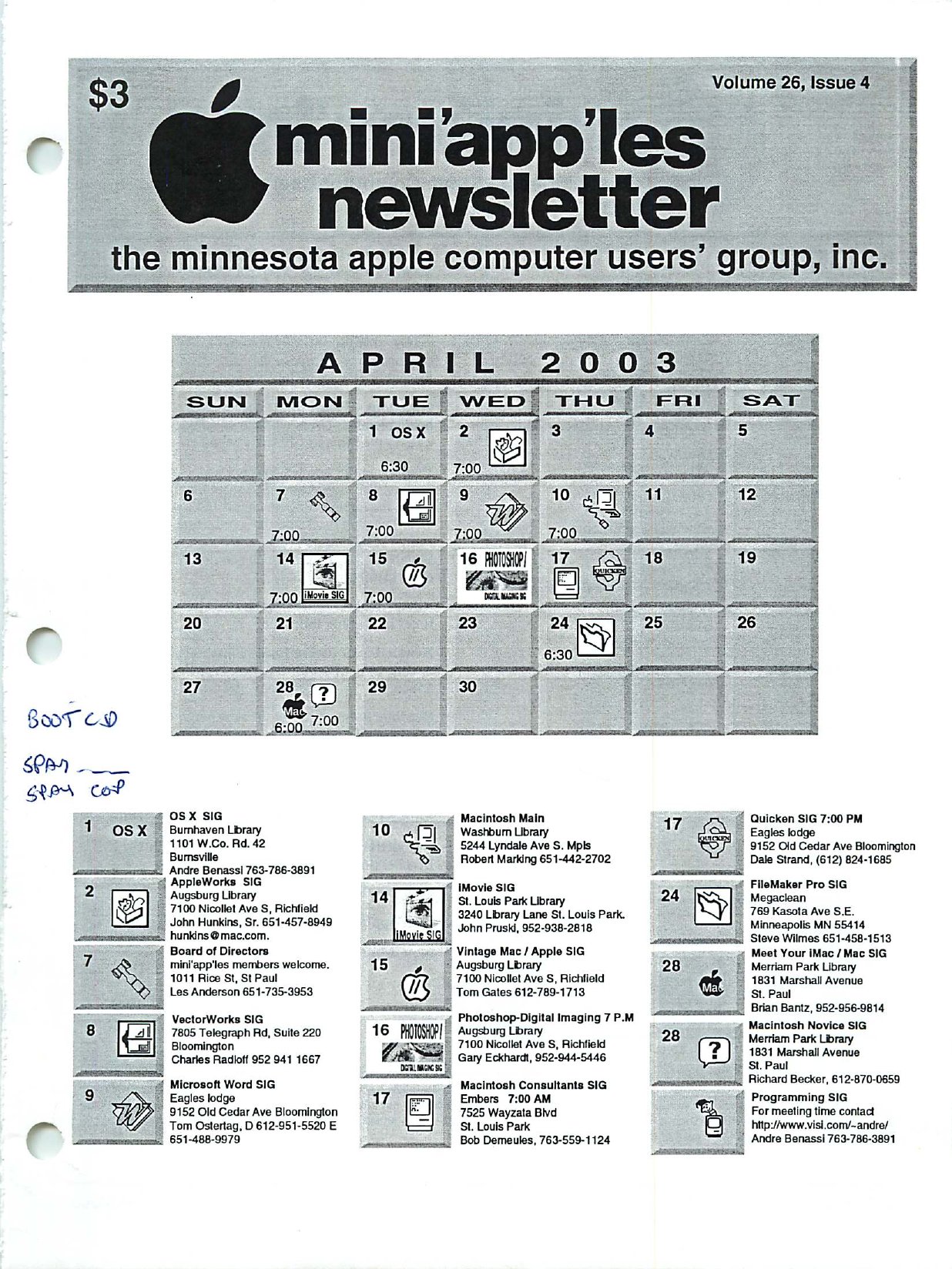 Mini'app'les Newsletter — April 2003