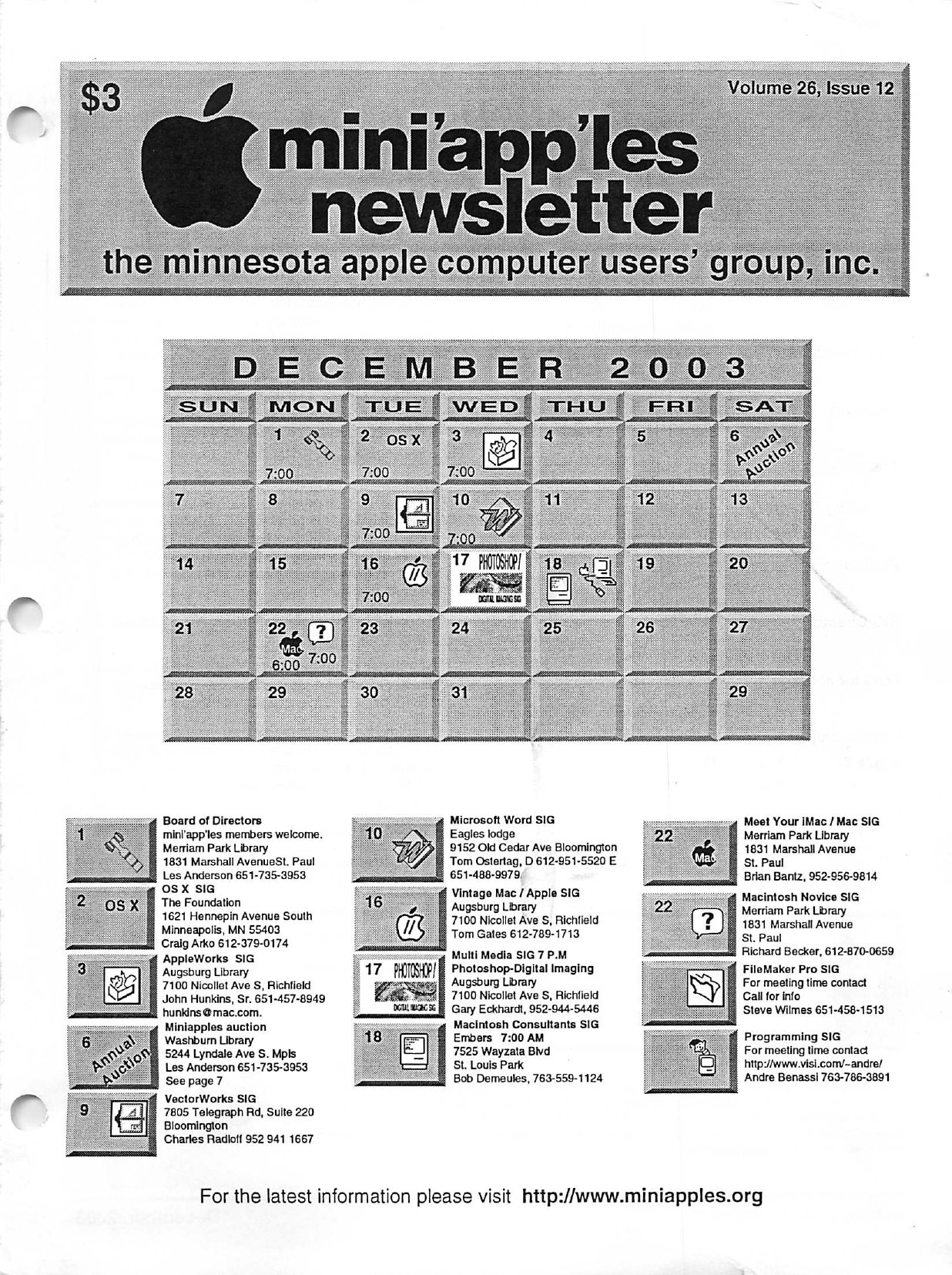 Mini'app'les Newsletter — December 2003