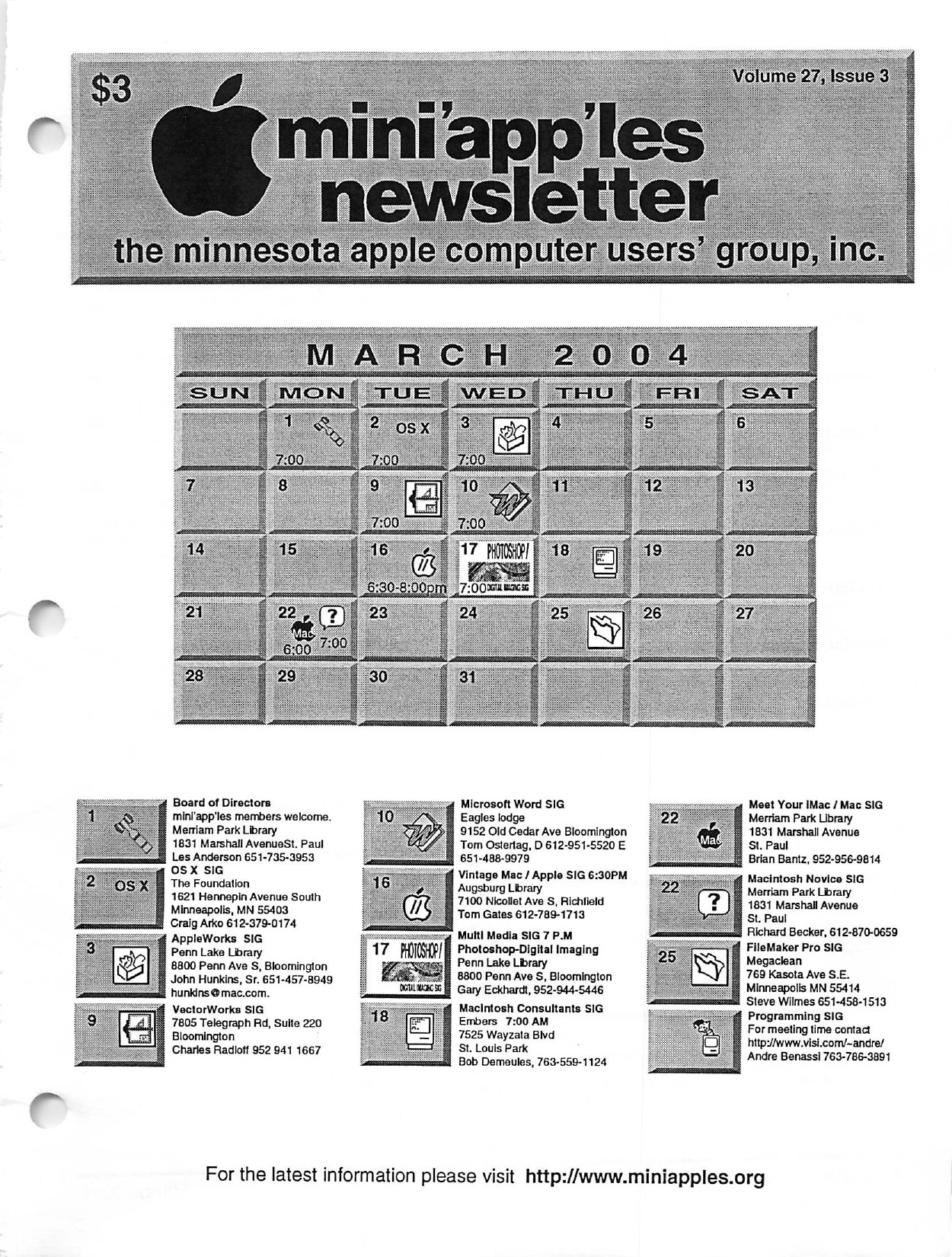 Mini'app'les Newsletter — March 2004