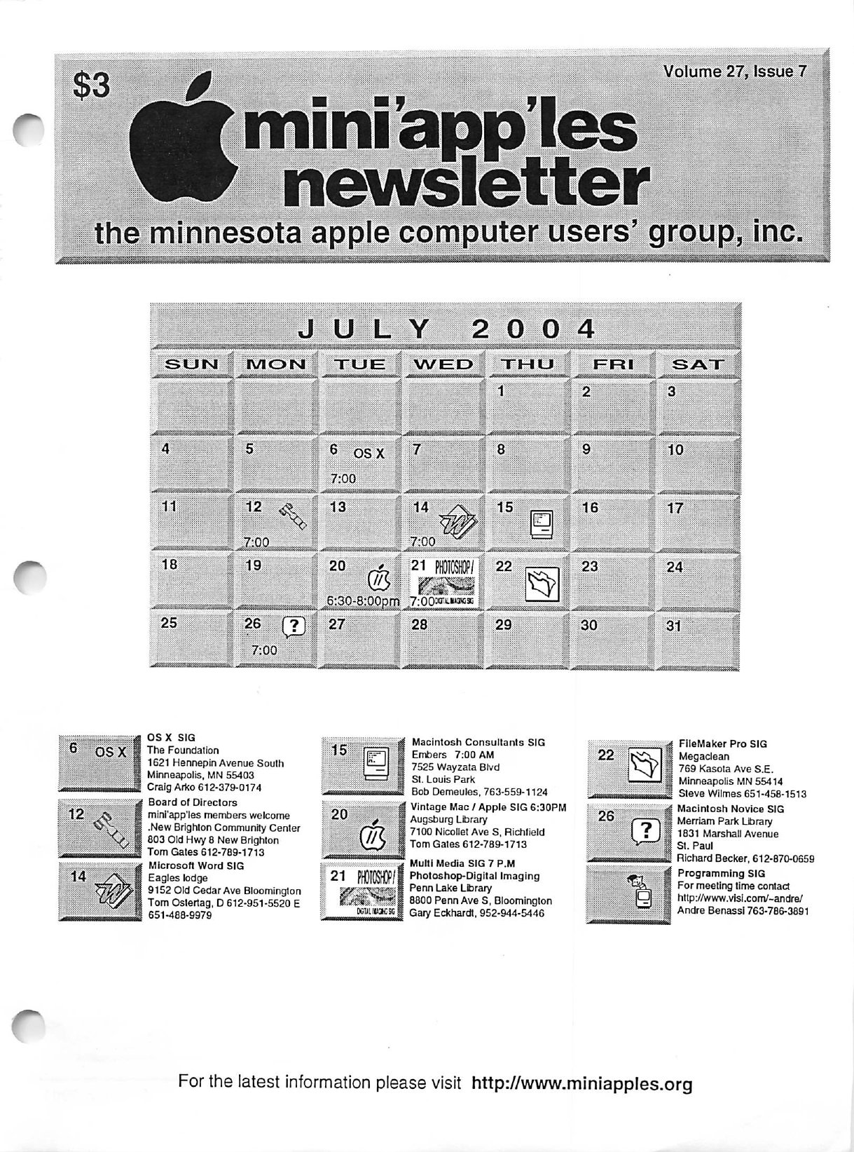 Mini'app'les Newsletter — July 2004
