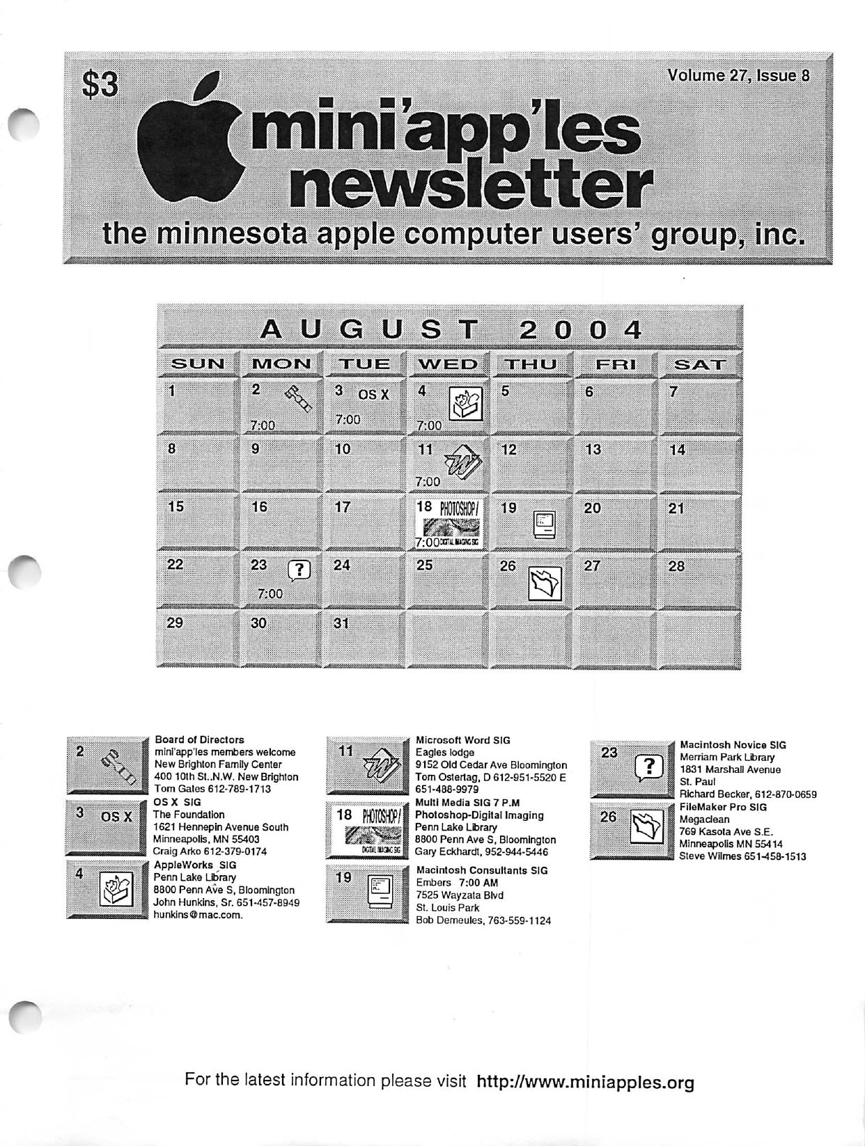 Mini'app'les Newsletter — August 2004
