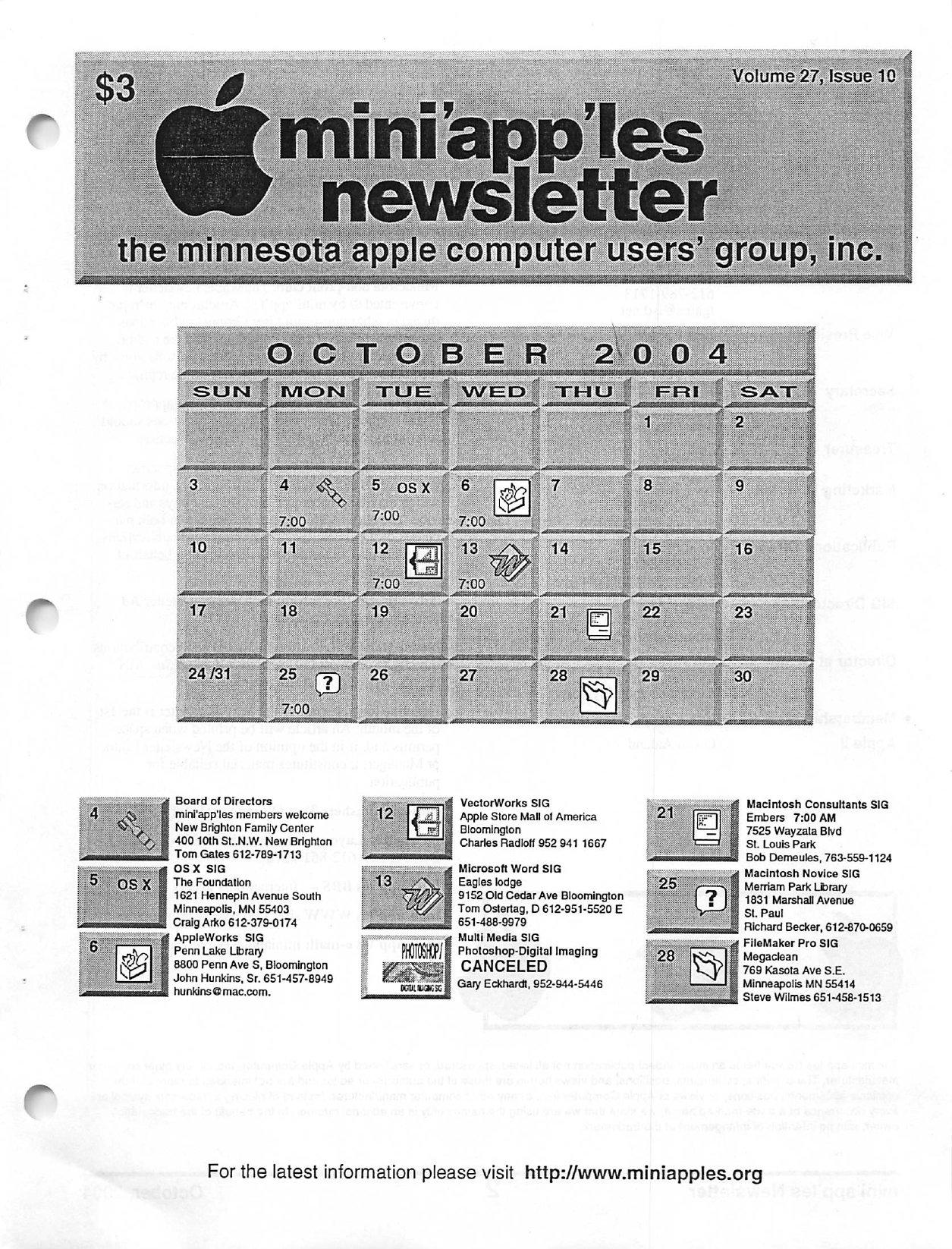 Mini'app'les Newsletter — October 2004