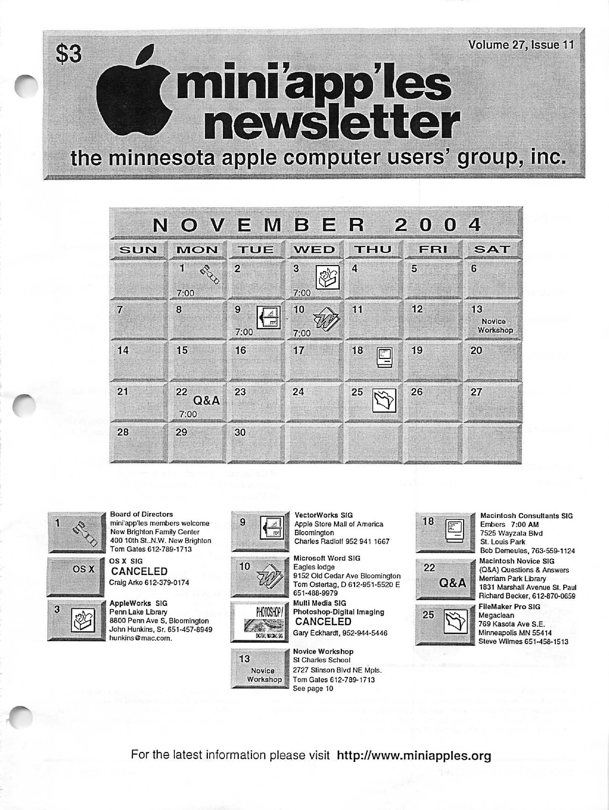 Mini'app'les Newsletter — November 2004