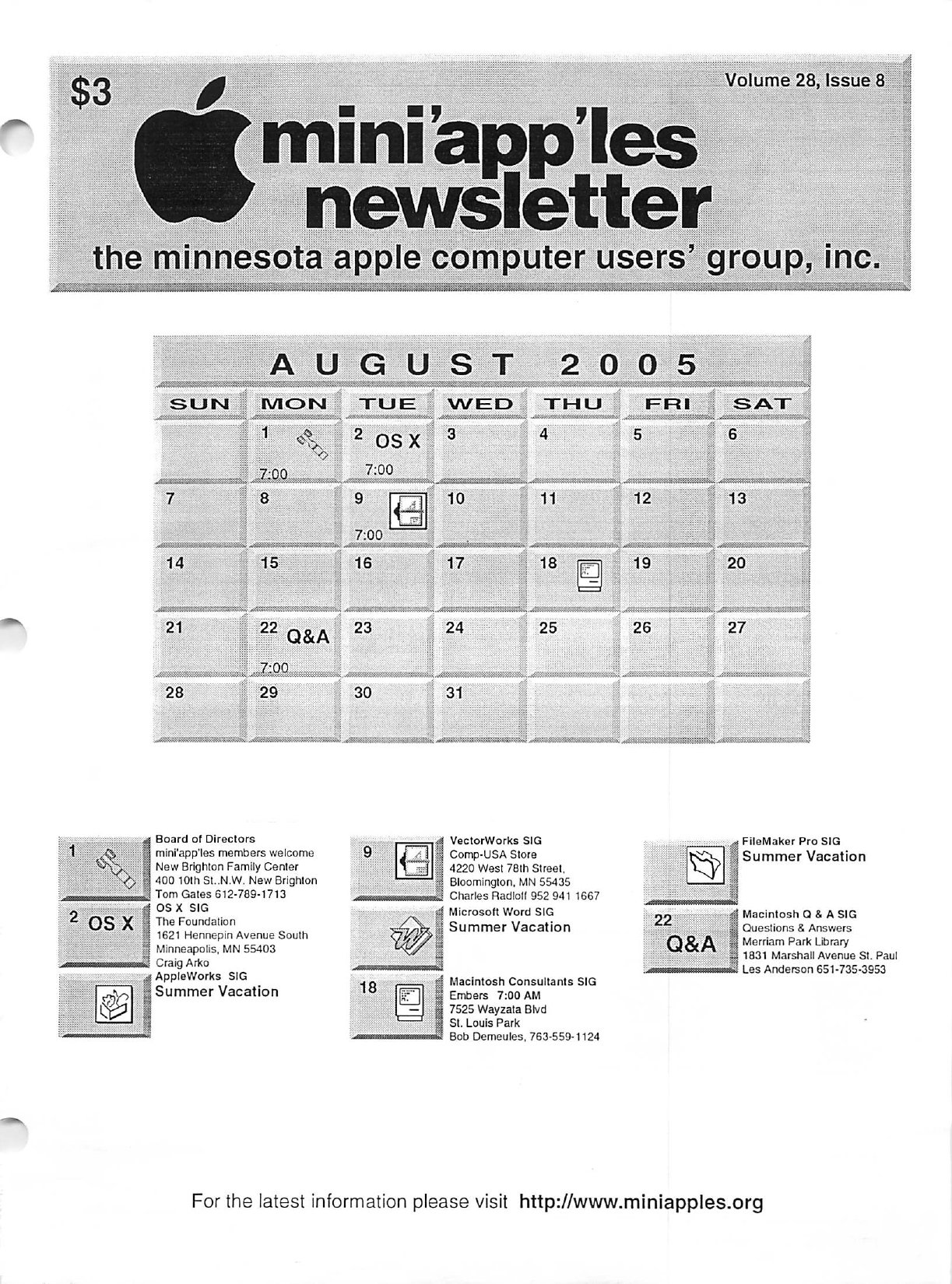 Mini'app'les Newsletter — August 2005