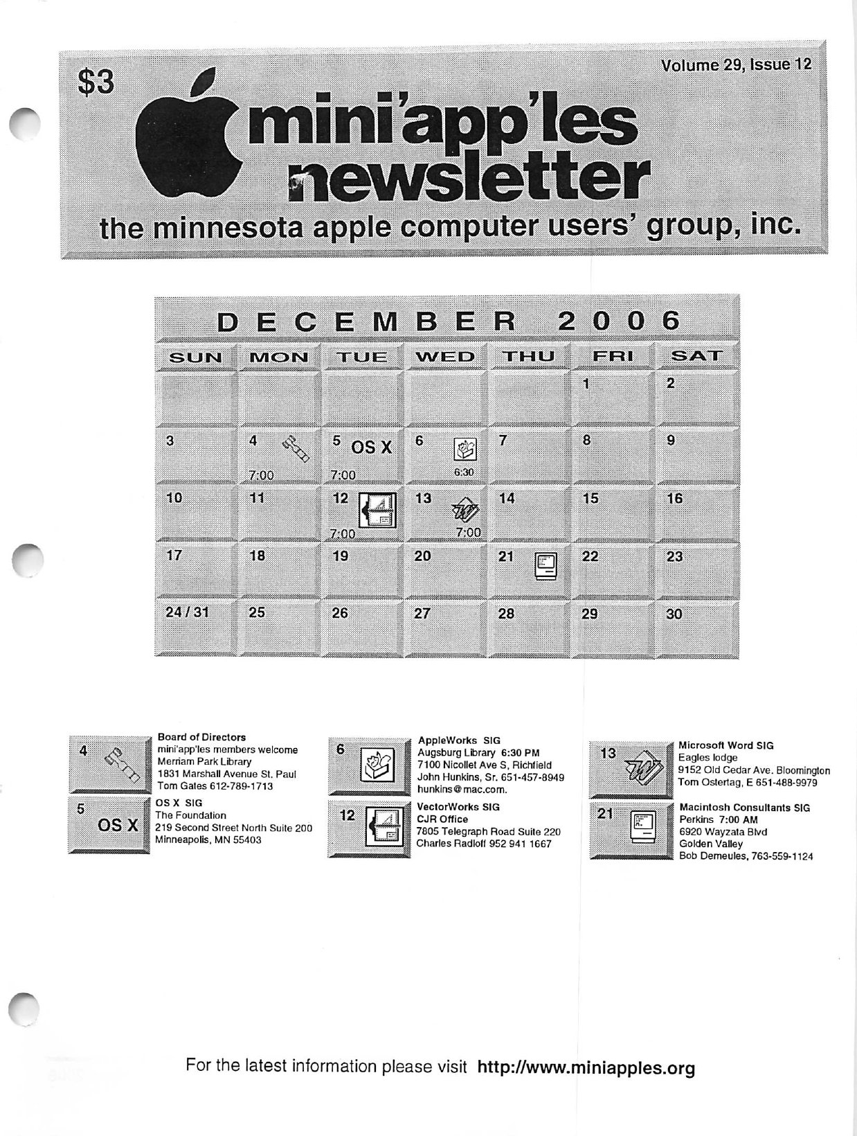 Mini'app'les Newsletter — December 2006
