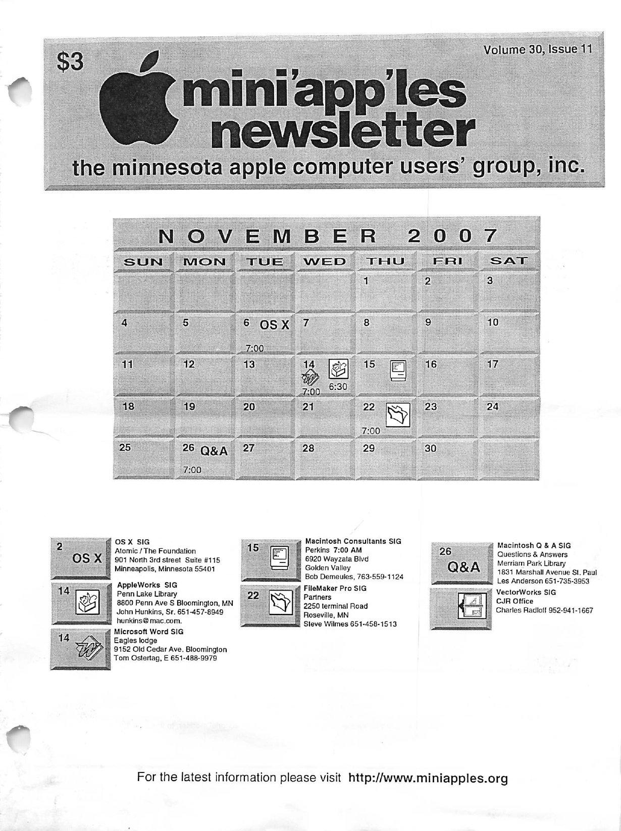 Mini'app'les Newsletter — November 2007