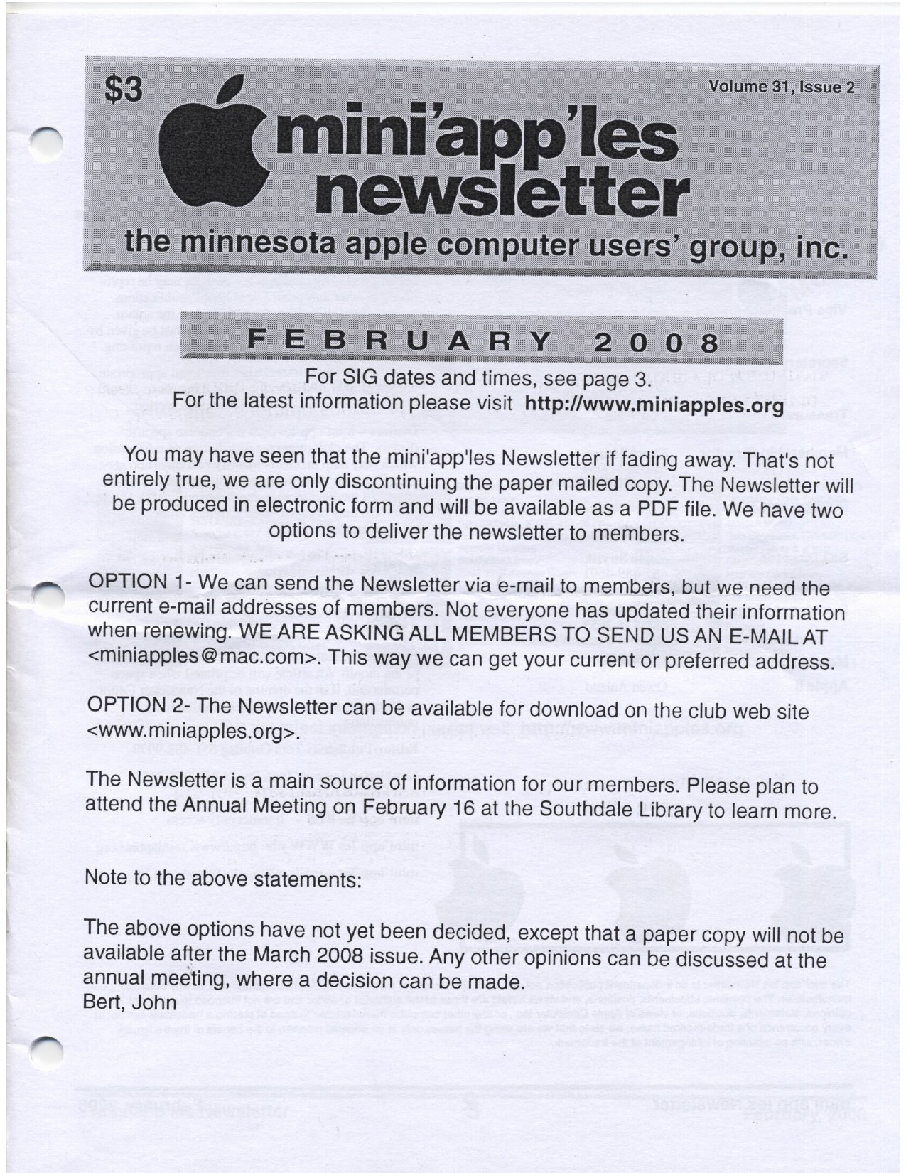 Mini'app'les Newsletter — February 2008