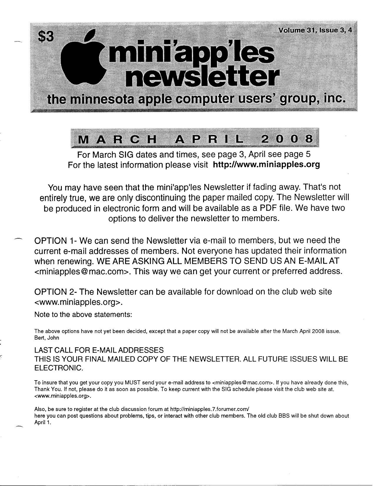 Mini'app'les Newsletter — March 2008