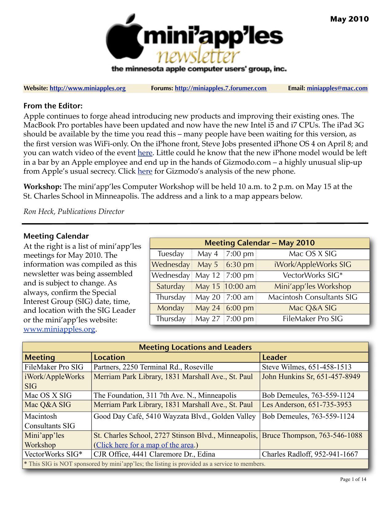Mini'app'les Newsletter — May 2010