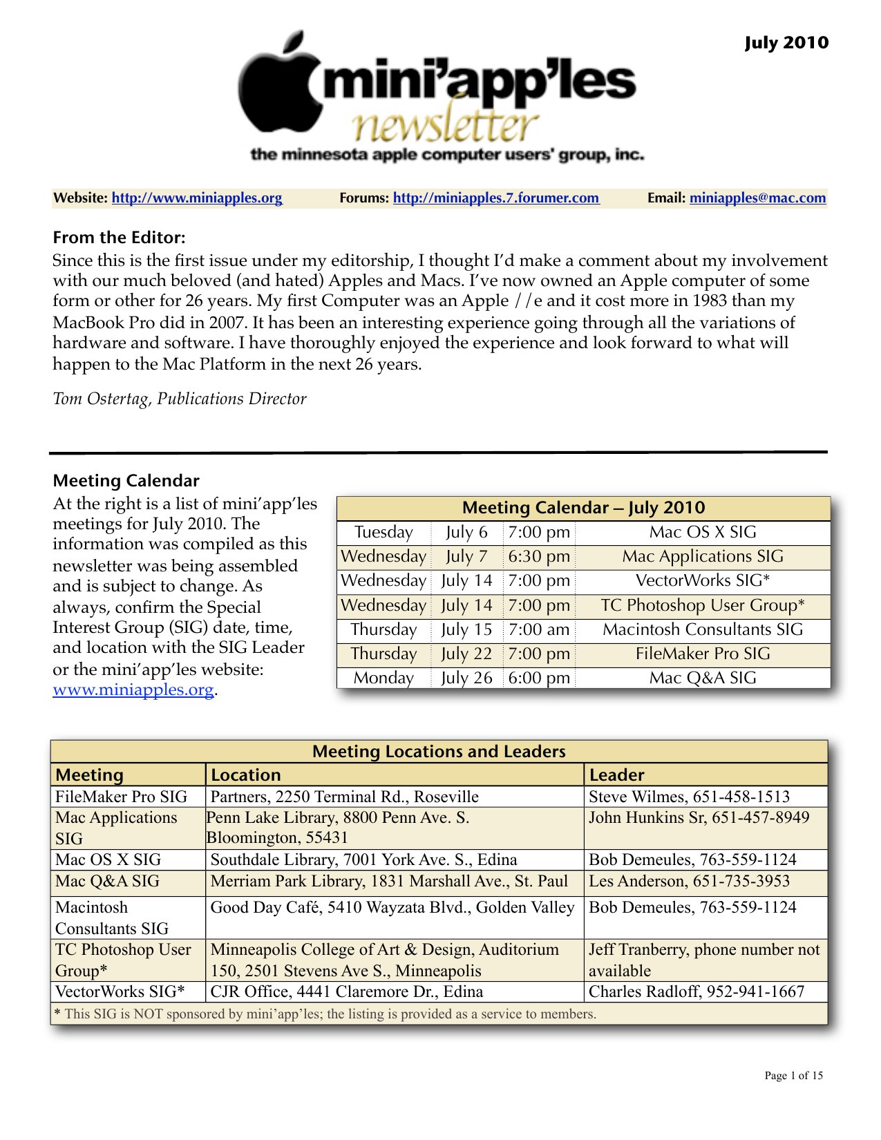 Mini'app'les Newsletter — July 2010