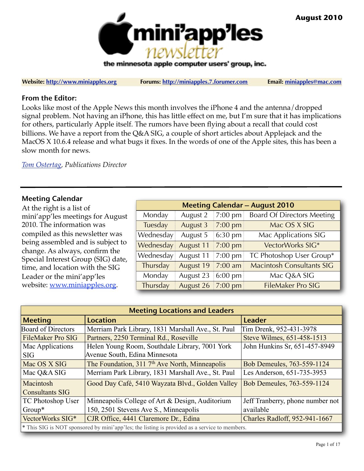 Mini'app'les Newsletter — August 2010