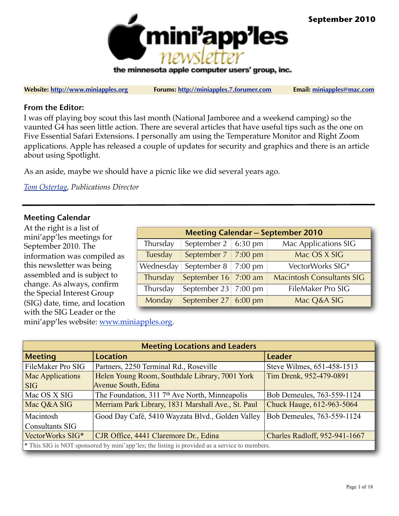 Mini'app'les Newsletter — September 2010
