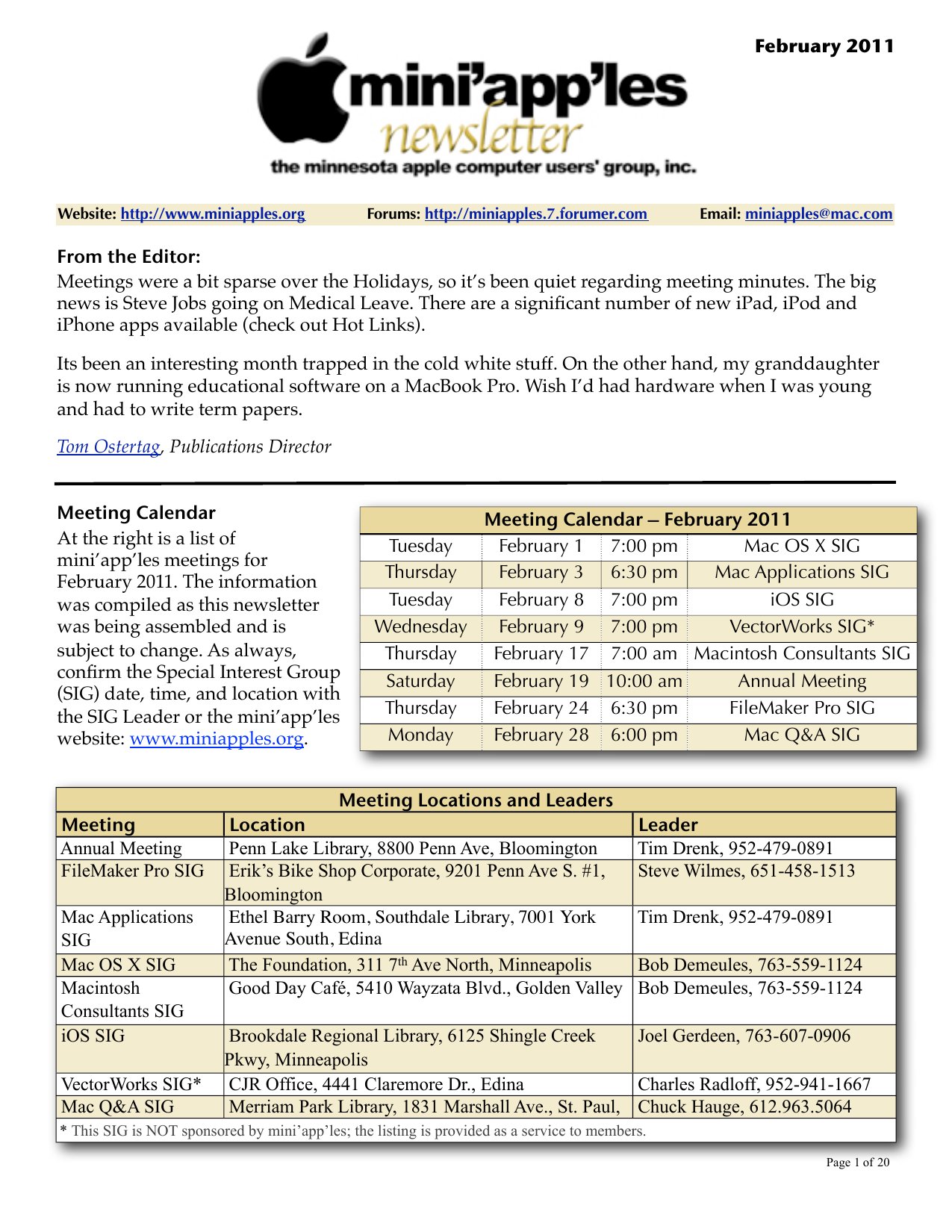 Mini'app'les Newsletter — February 2011